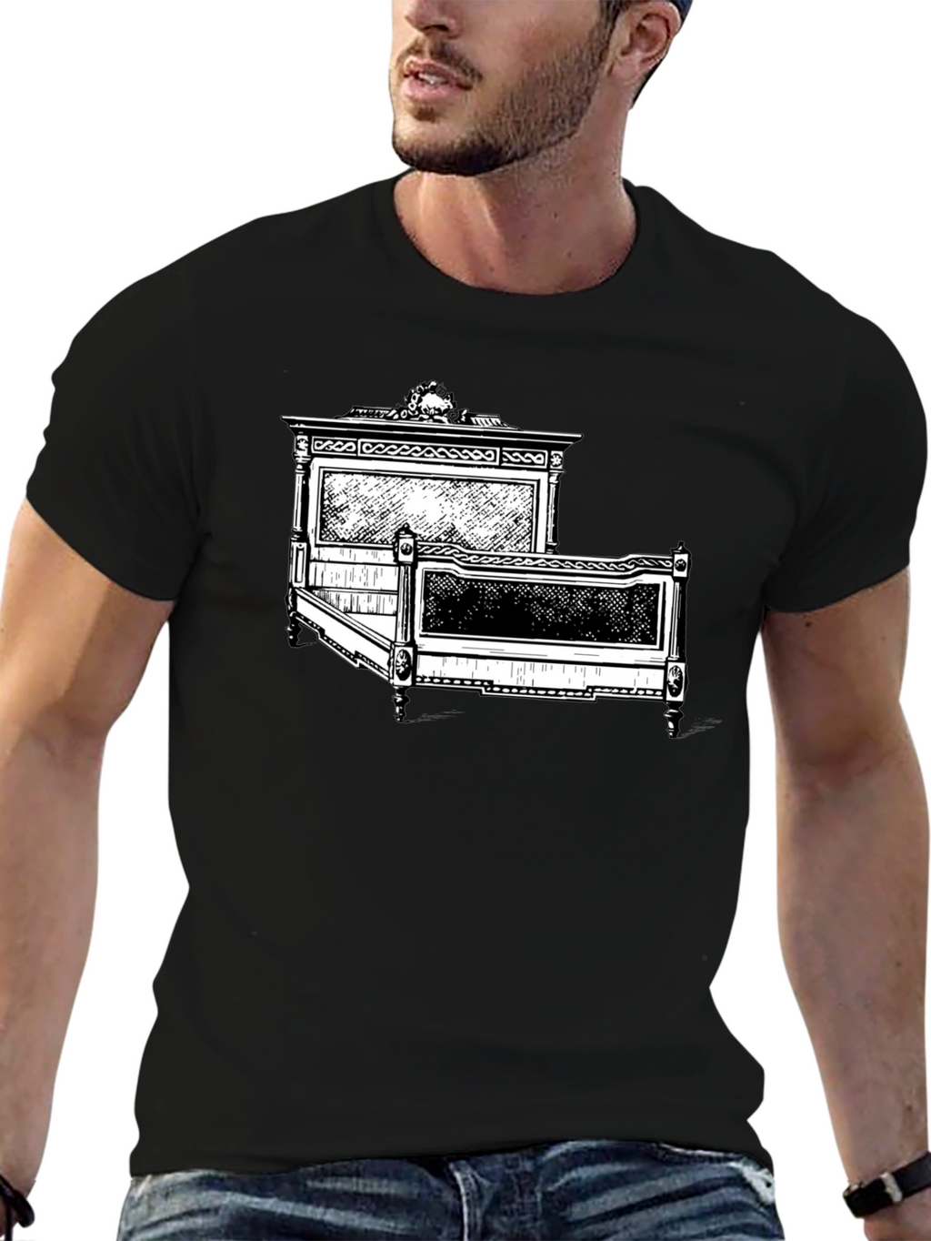 Antique Bed Graphic Tee - Stylish Comfort