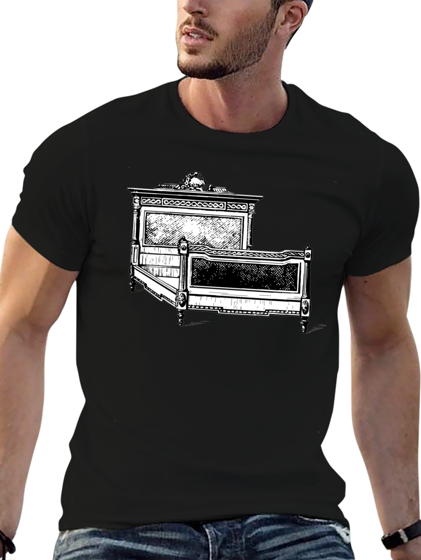 Antique Bed Graphic Tee - Stylish Comfort