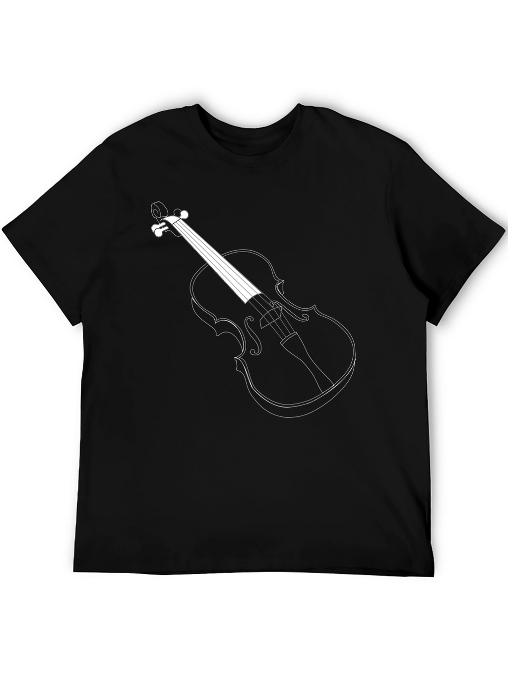 Violin Outline Graphic Tee - Classic Musical Design
