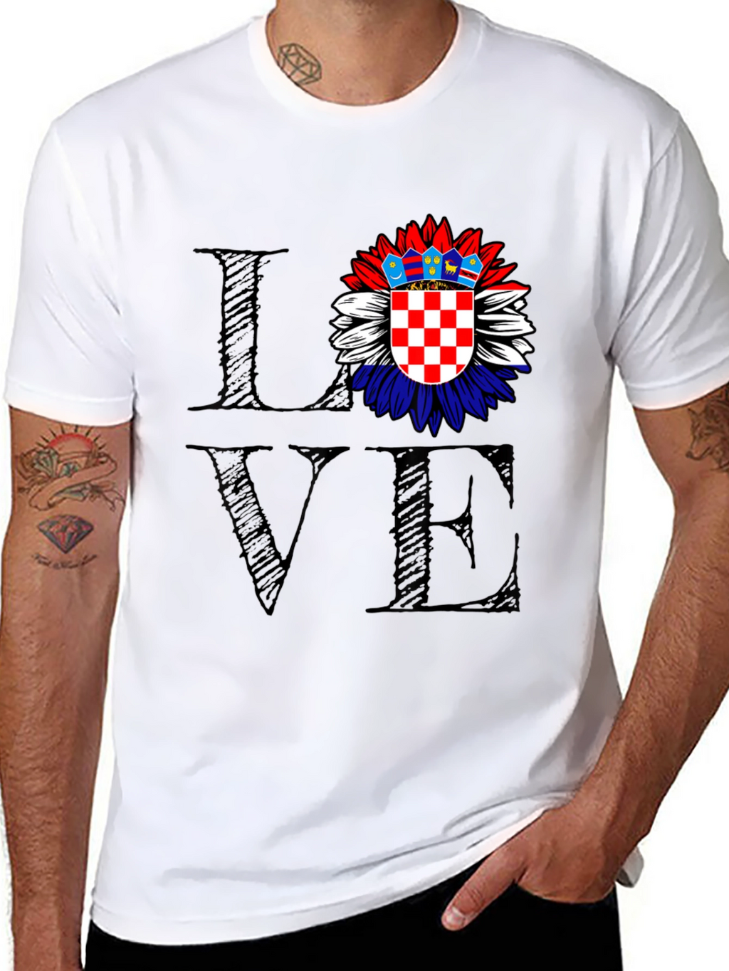 Love Croatia Flag Sunflower Graphic Tee