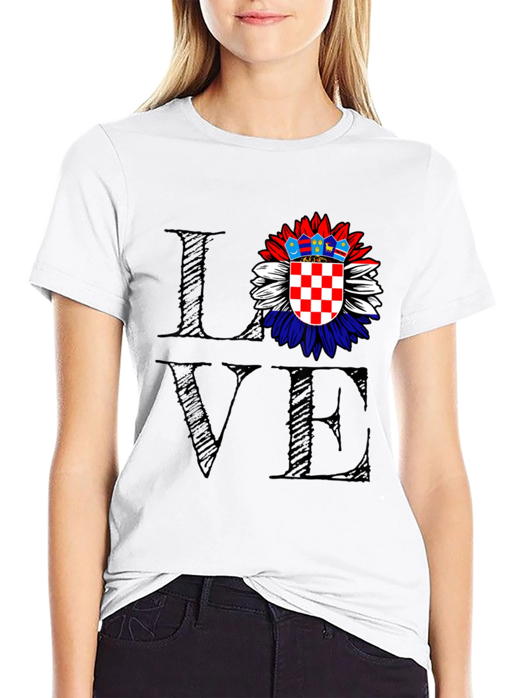 Love Croatia Flag Sunflower Graphic Tee