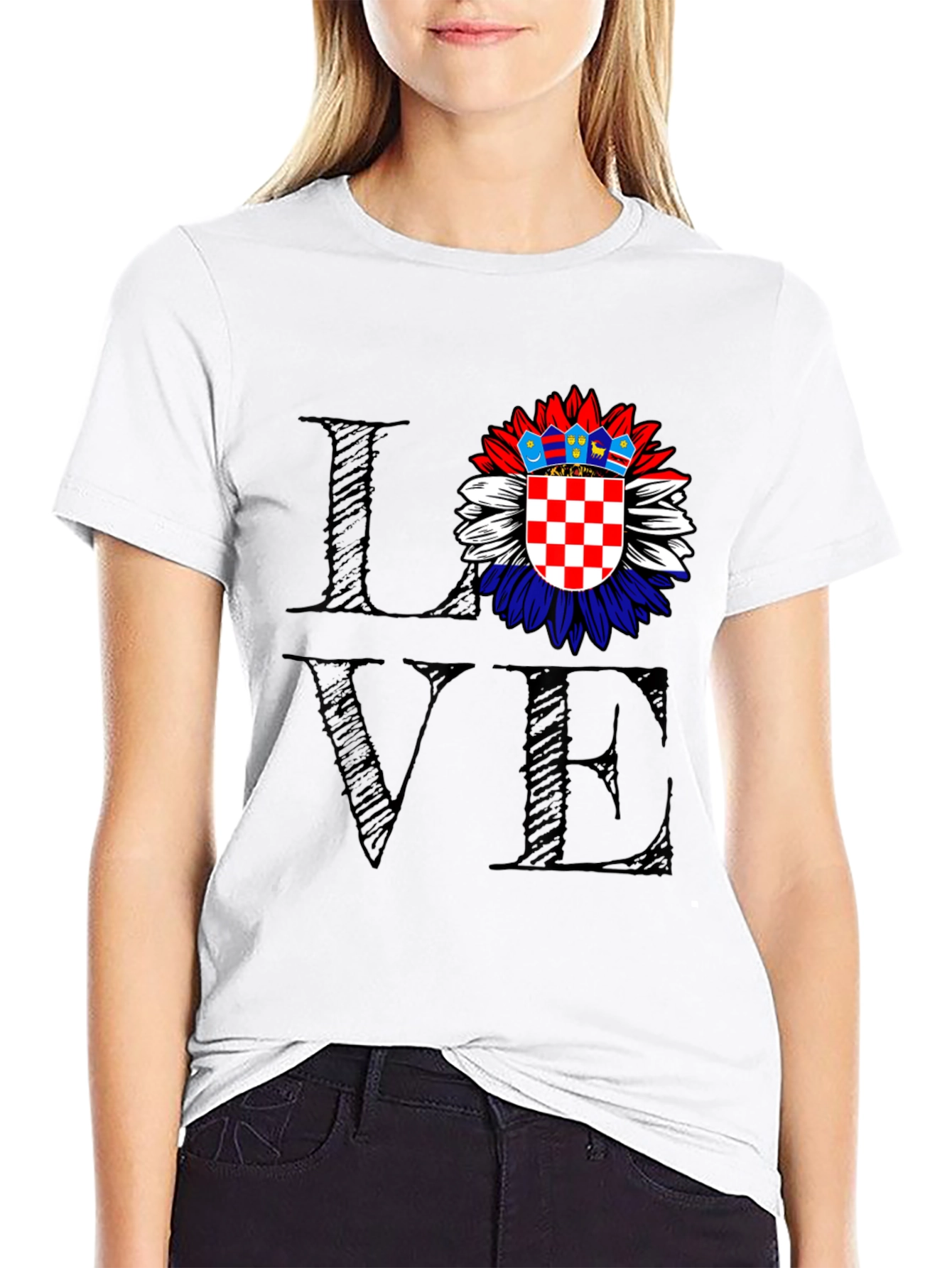 Love Croatia Flag Sunflower Graphic Tee