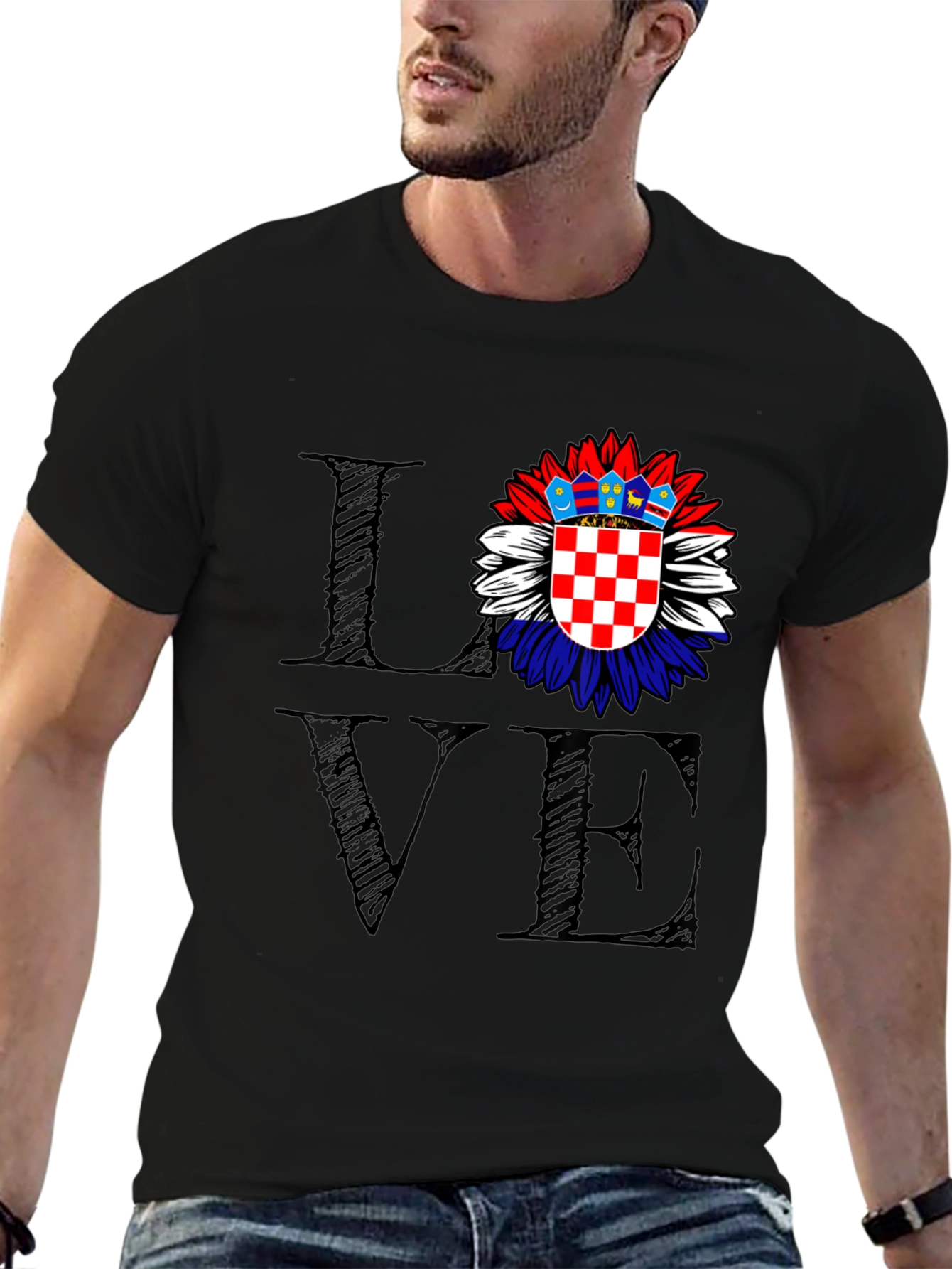 Love Croatia Flag Sunflower Graphic Tee