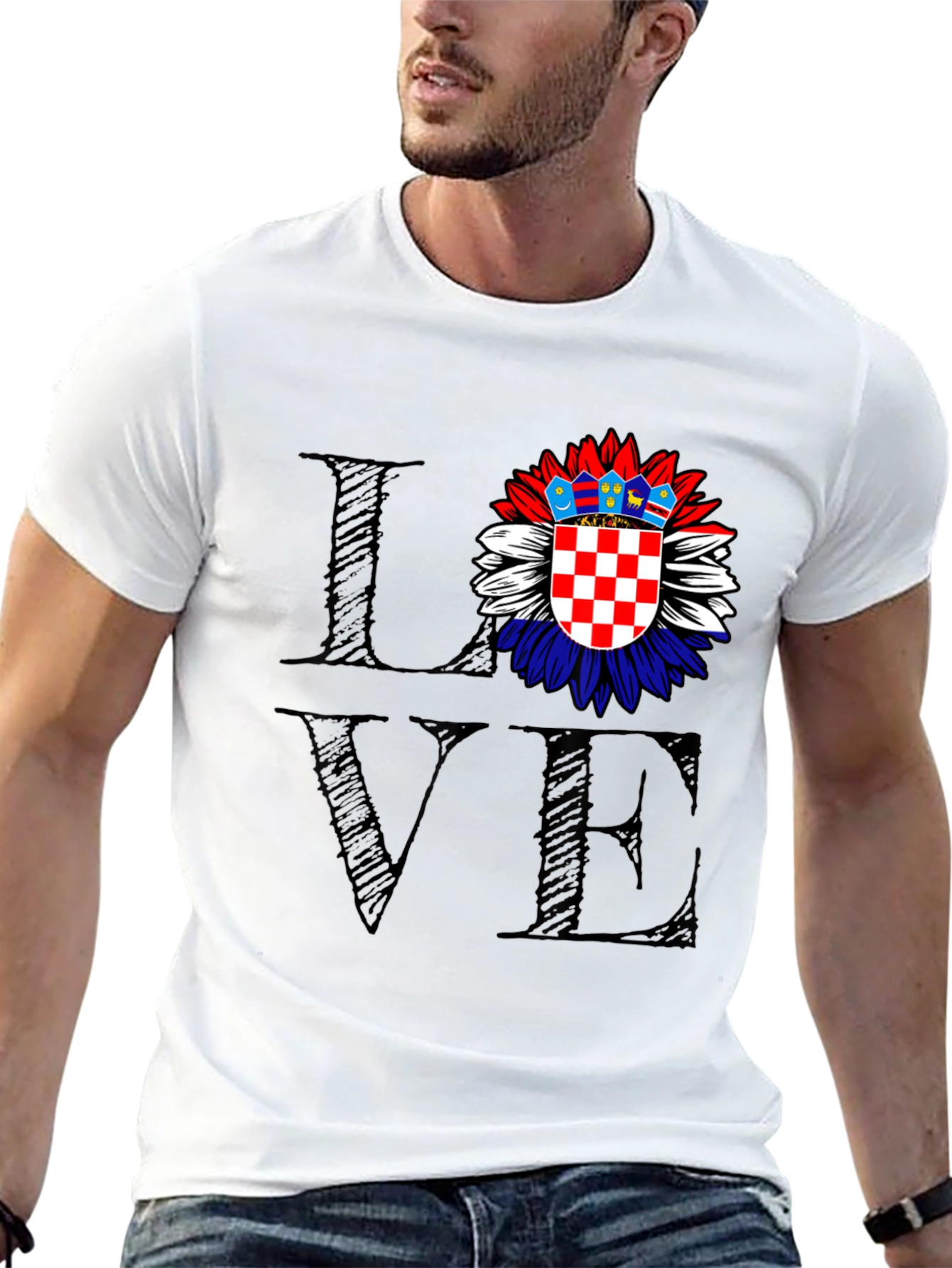 Love Croatia Flag Sunflower Graphic Tee