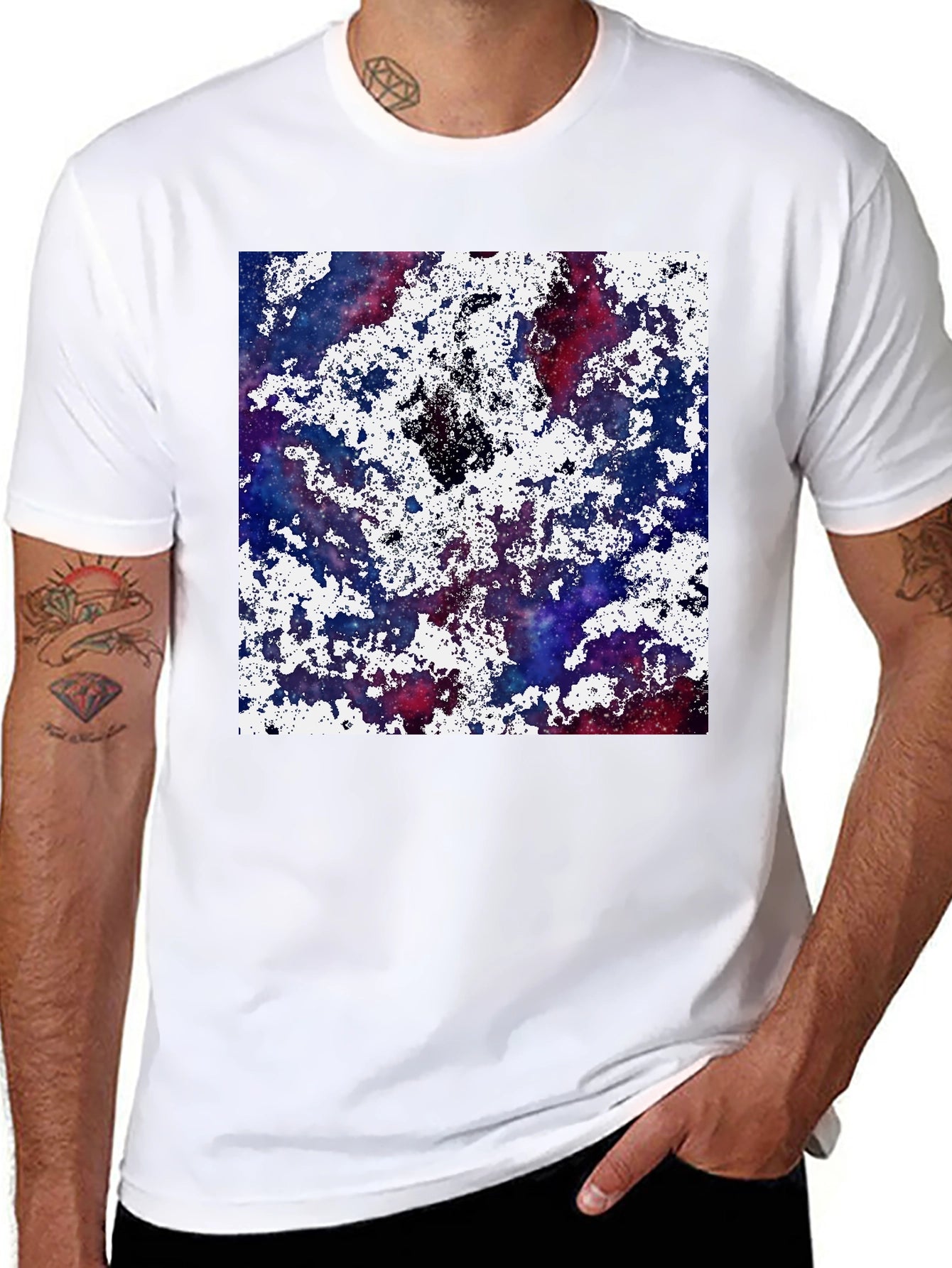 Galaxy Splatter Print T-Shirt - Cosmic Style