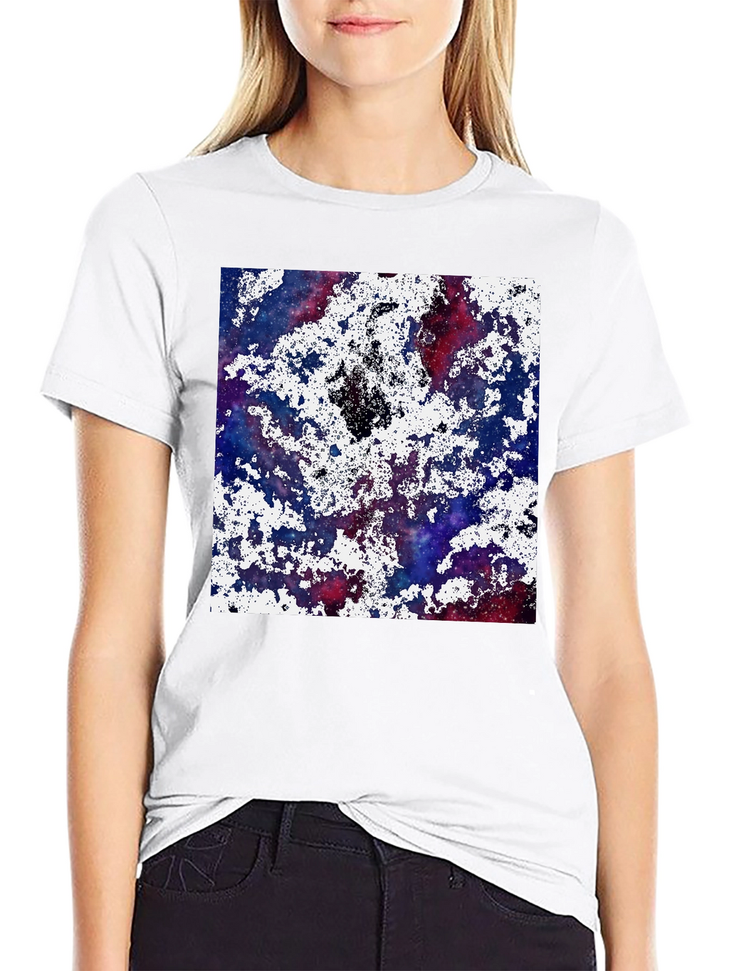 Galaxy Splatter Print T-Shirt - Cosmic Style