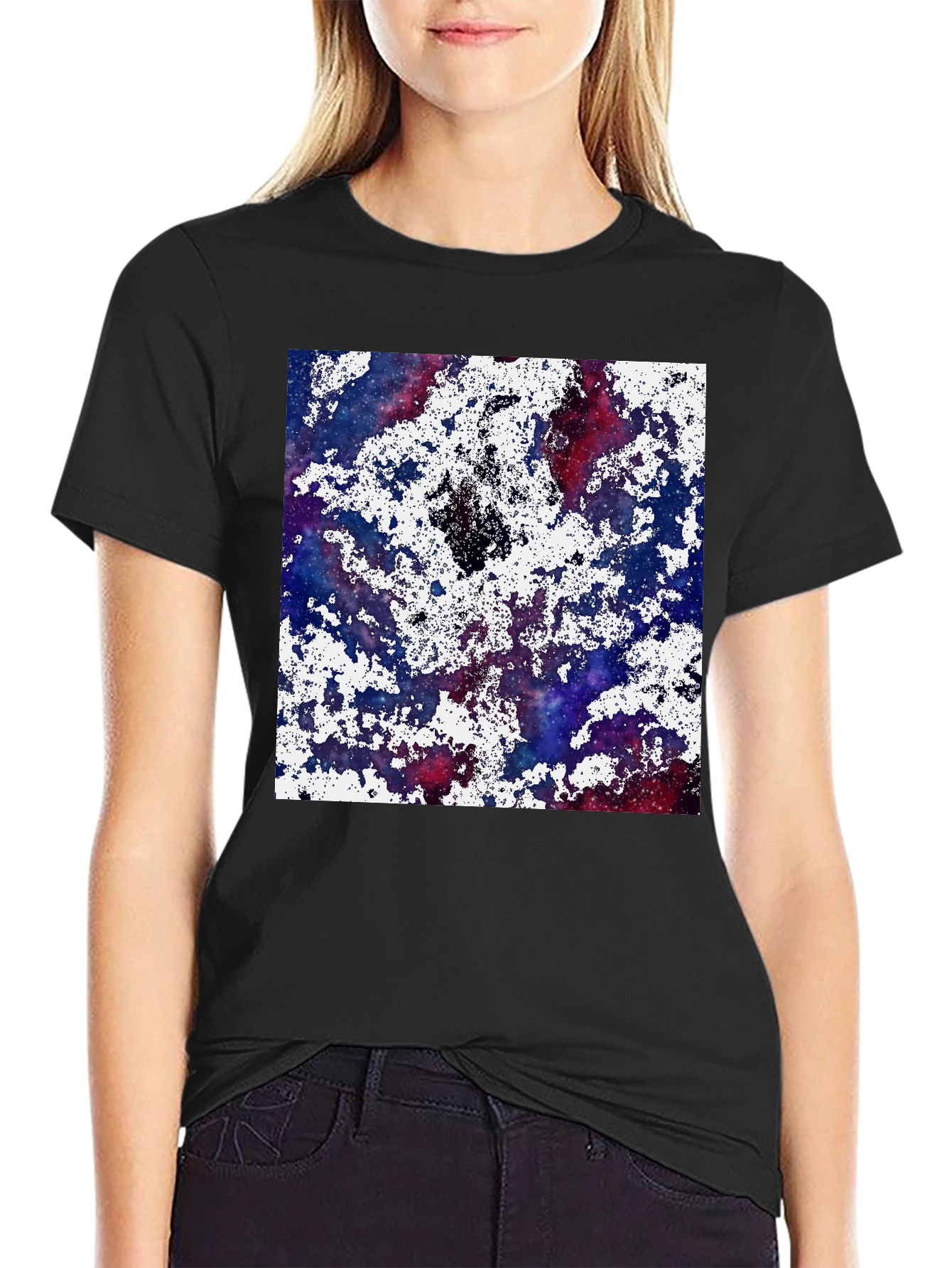Galaxy Splatter Print T-Shirt - Cosmic Style