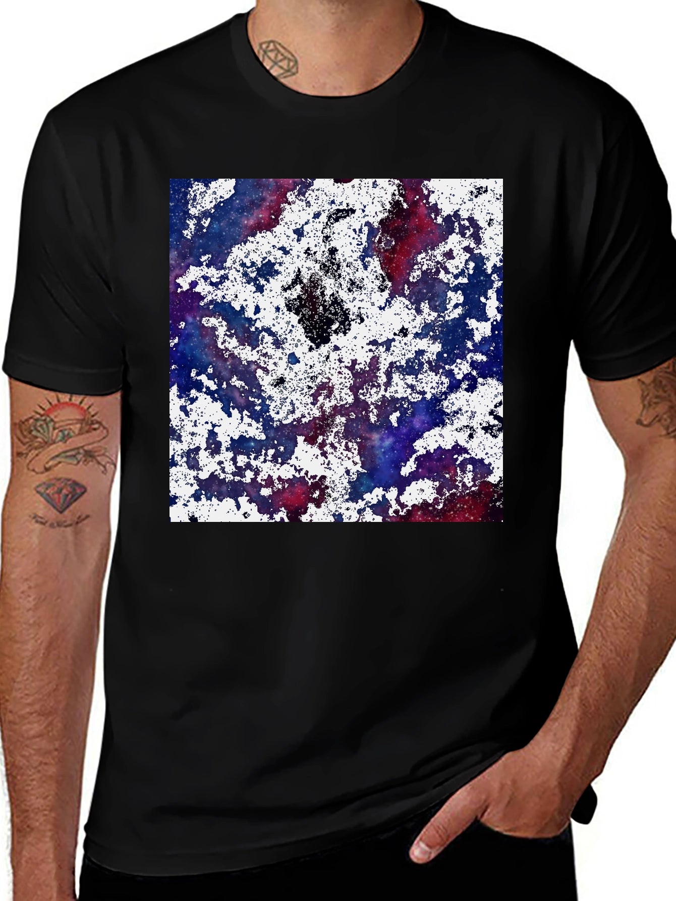 Galaxy Splatter Print T-Shirt - Cosmic Style