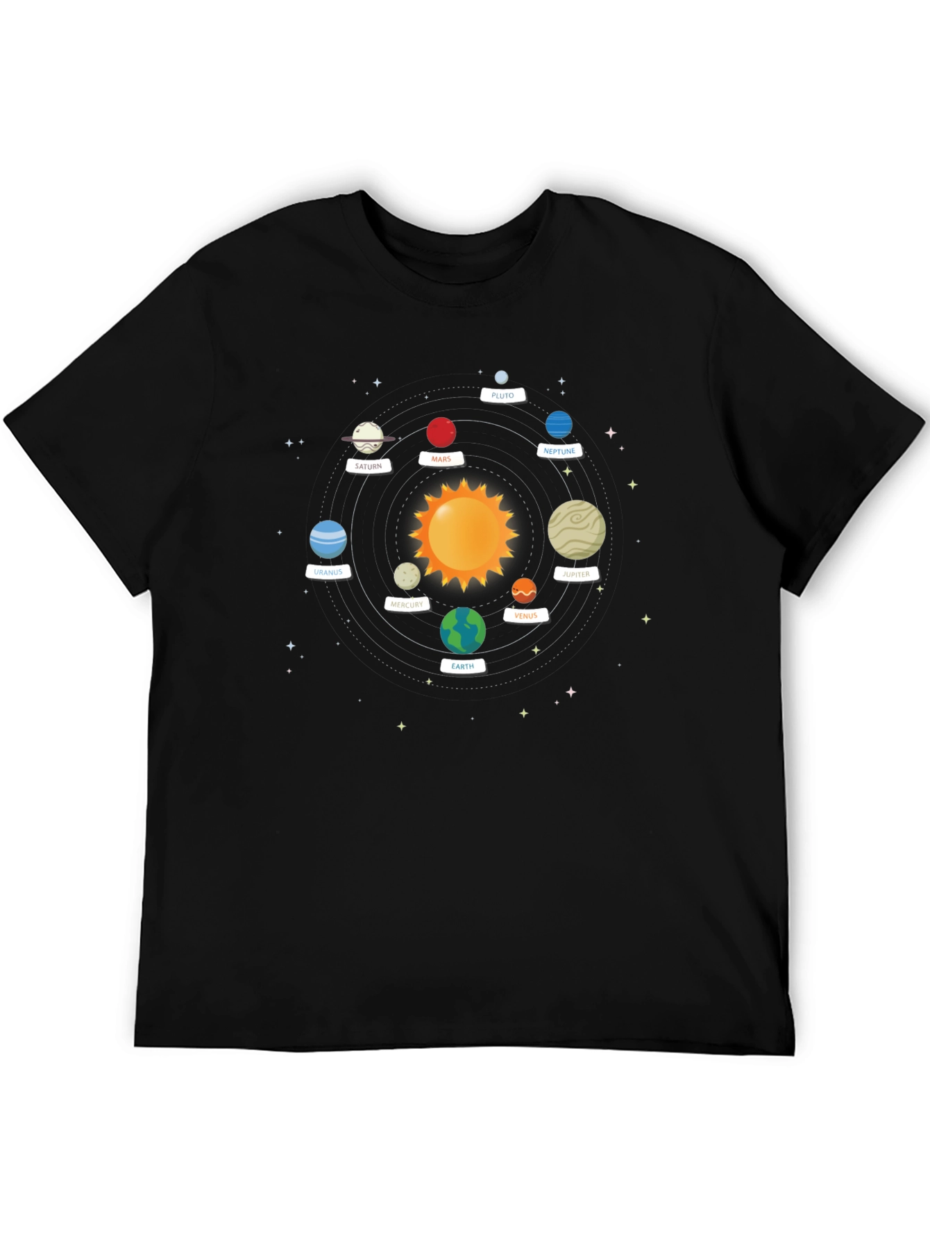 Solar System Planets Graphic Tee - Black