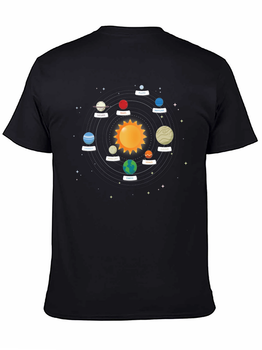 Solar System Planets Graphic Tee - Black