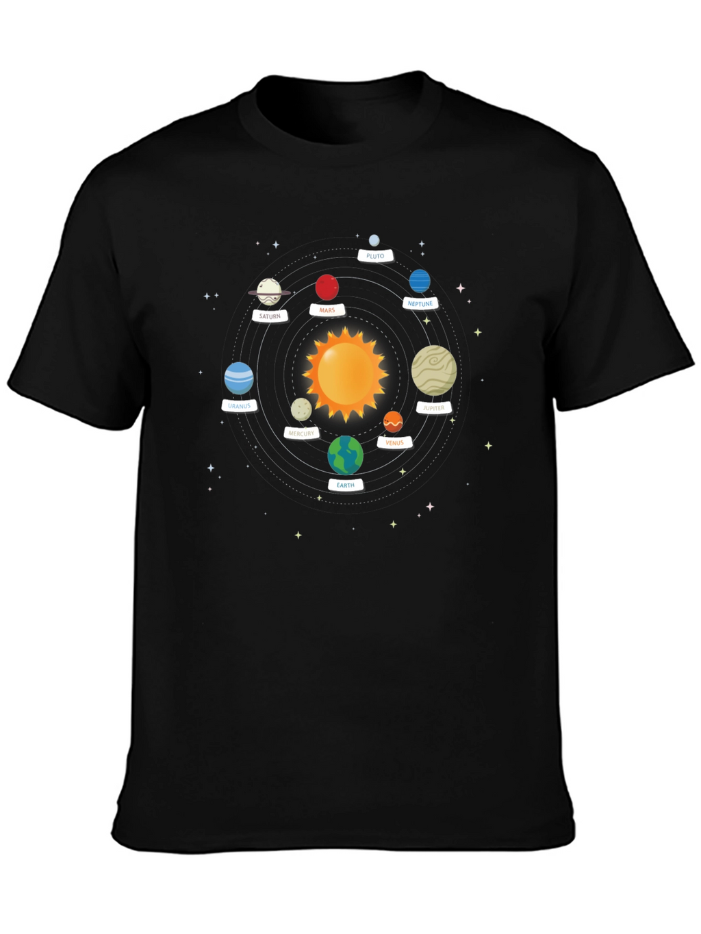Solar System Planets Graphic Tee - Black