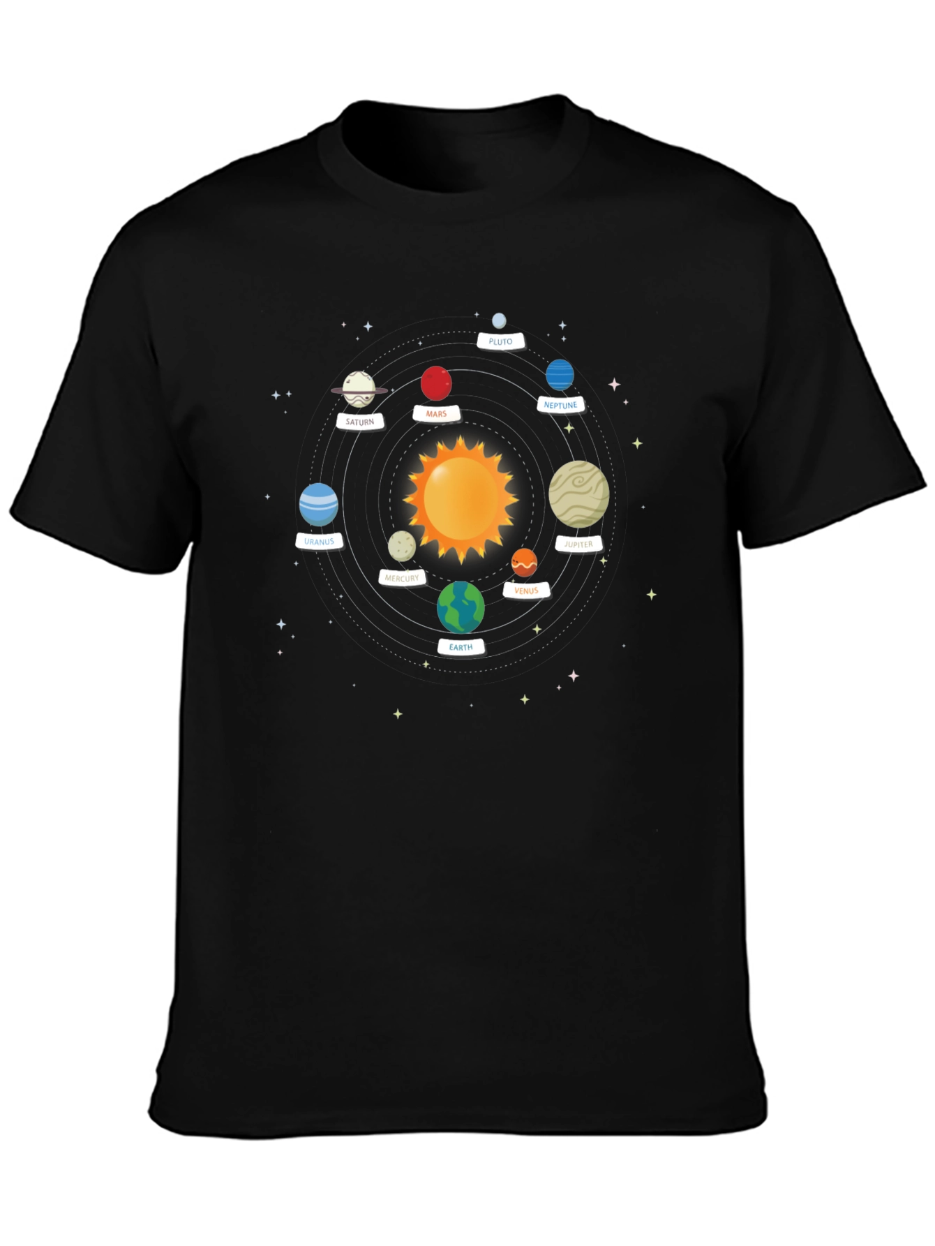 Solar System Planets Graphic Tee - Black