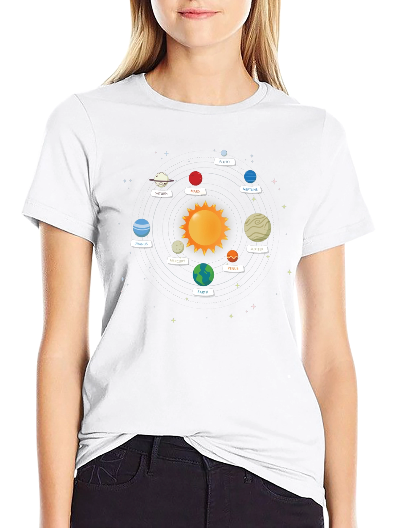 Solar System Planets Graphic Tee - Black