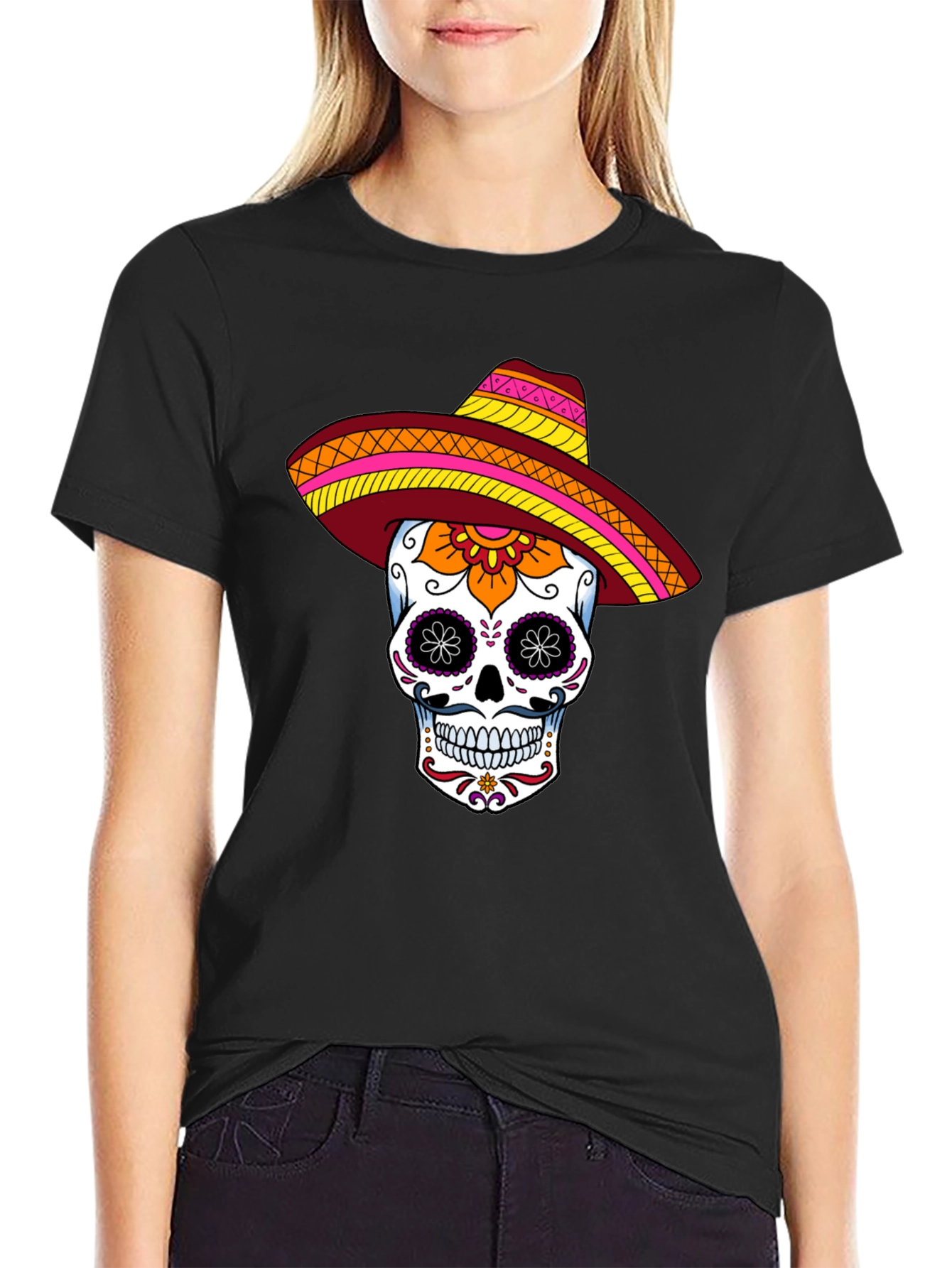 Sugar Skull Sombrero Graphic Tee
