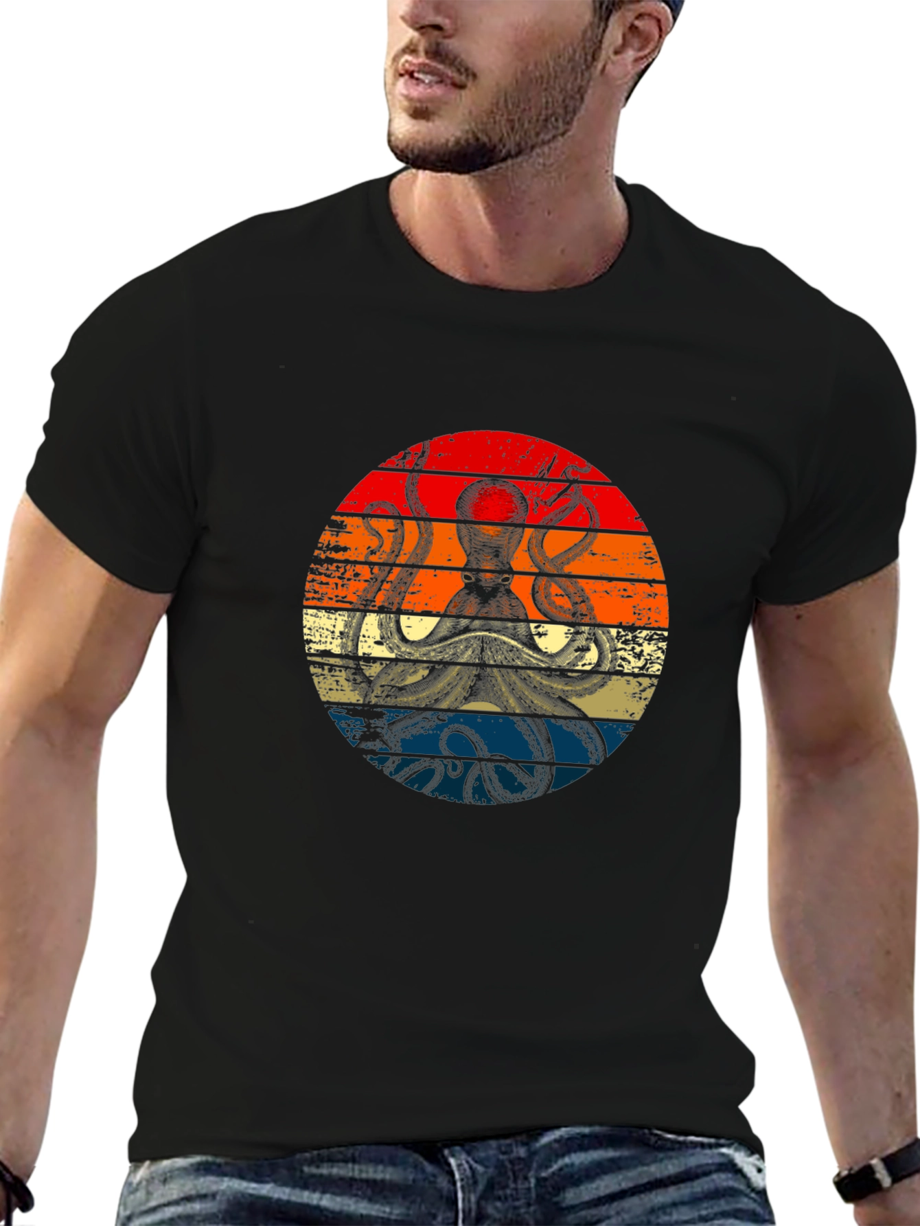 Retro Octopus Graphic Tee - Vintage Style Kraken T-Shirt