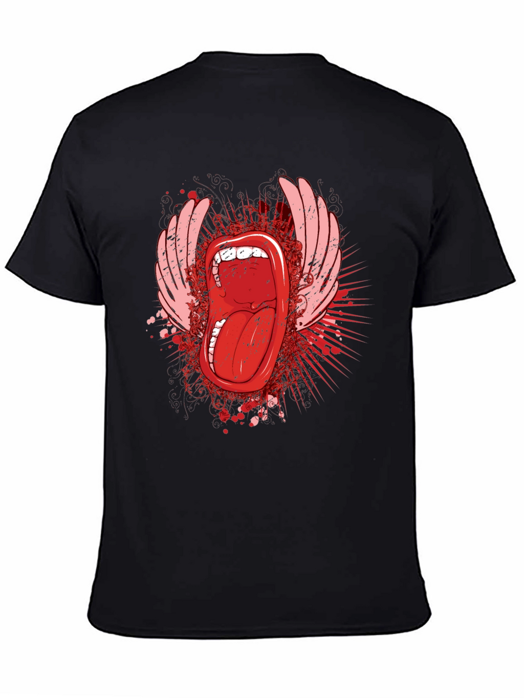 Edgy Graphic Tee - Open Mouth & Wings