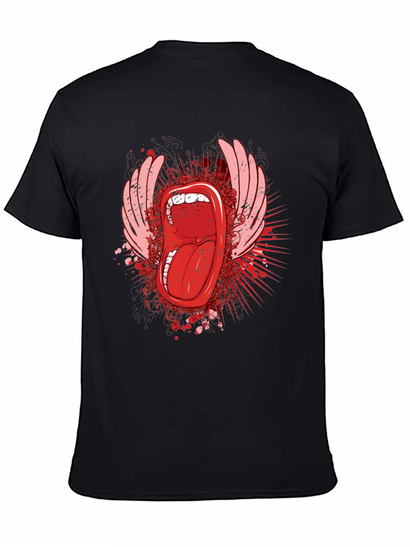 Edgy Graphic Tee - Open Mouth & Wings