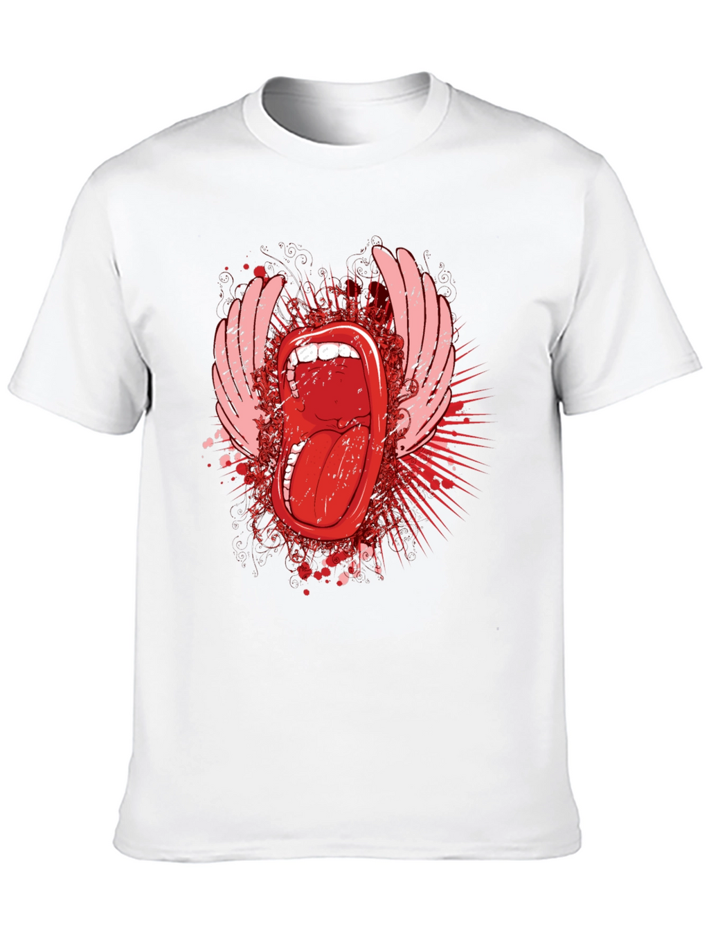 Edgy Graphic Tee - Open Mouth & Wings
