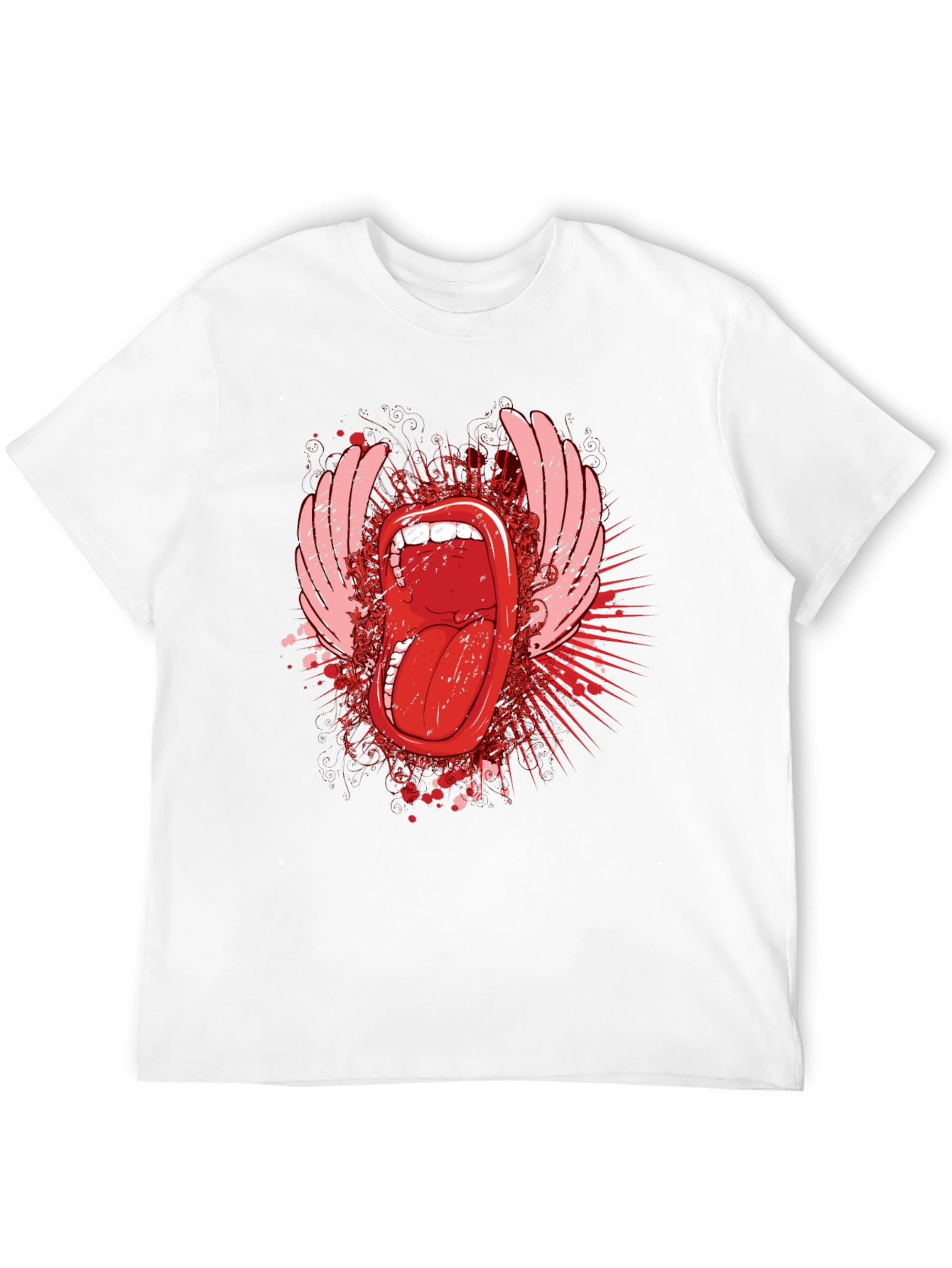 Edgy Graphic Tee - Open Mouth & Wings