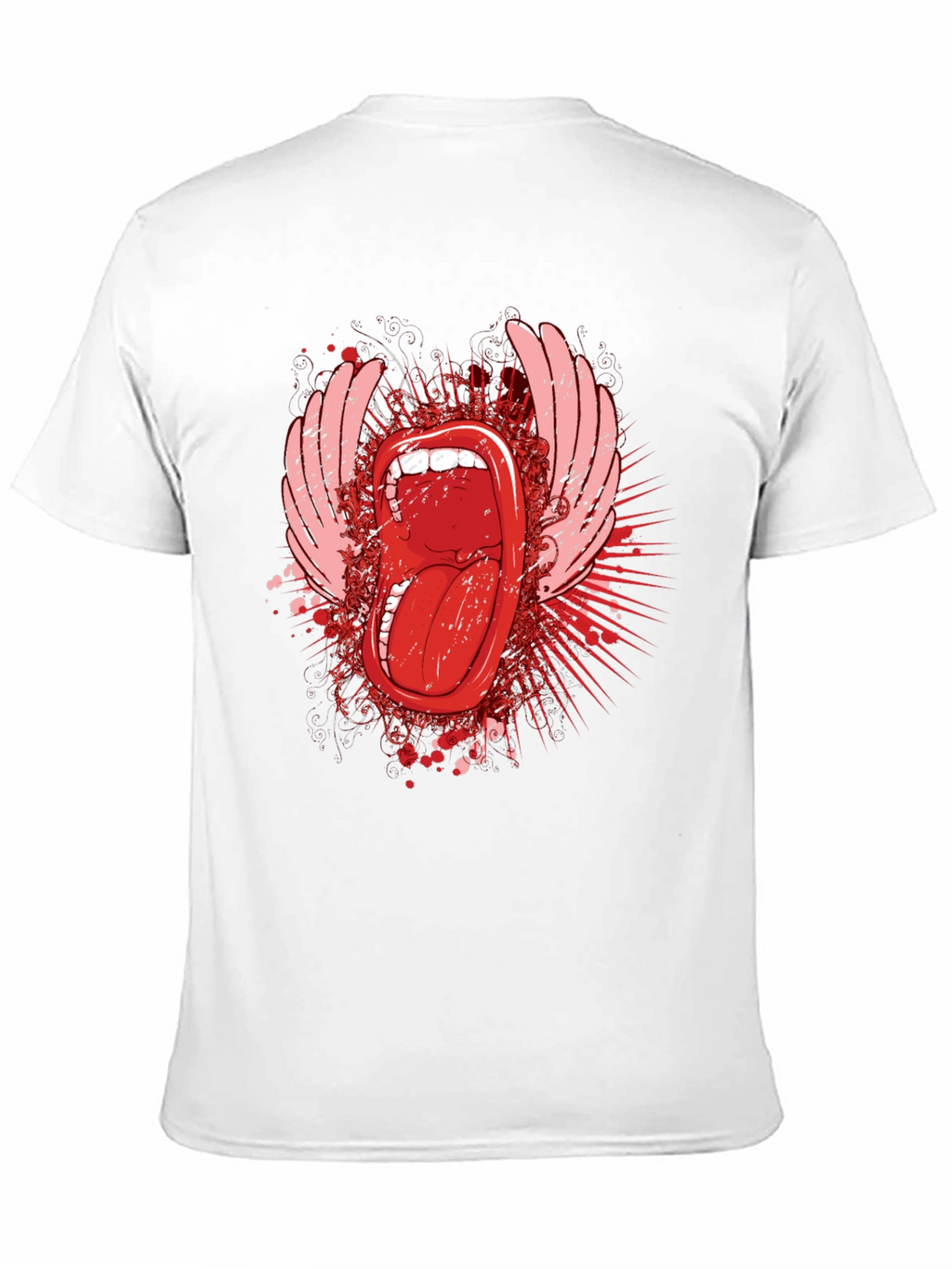 Edgy Graphic Tee - Open Mouth & Wings