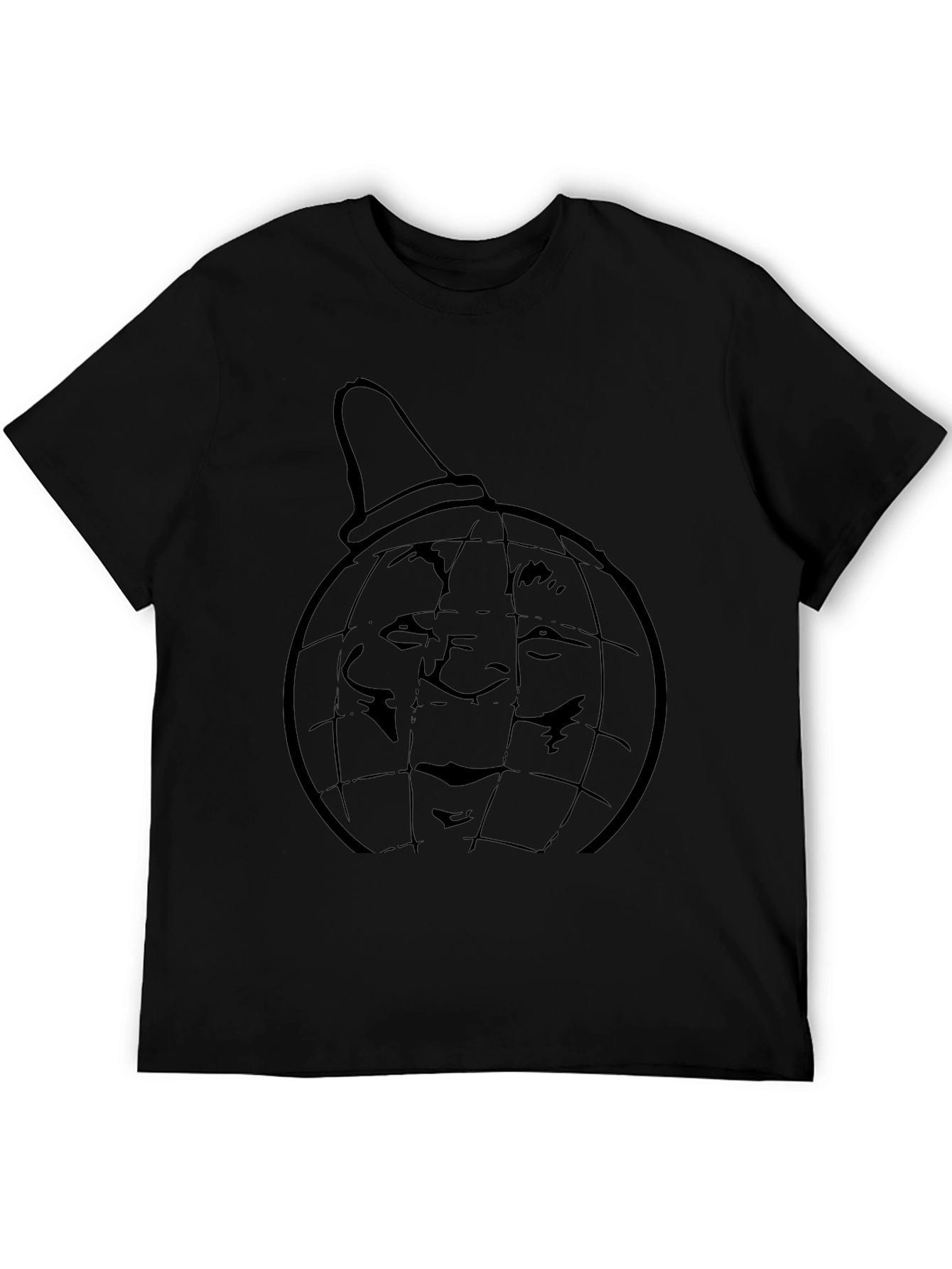 Black Tee with Globe Head Design