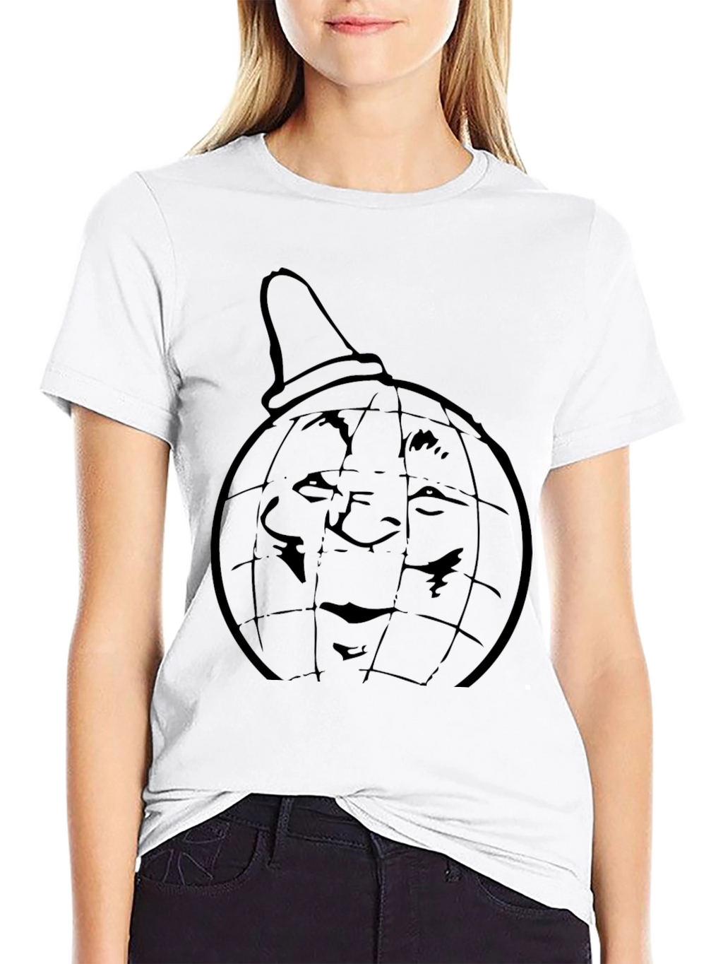 Black Tee with Globe Head Design