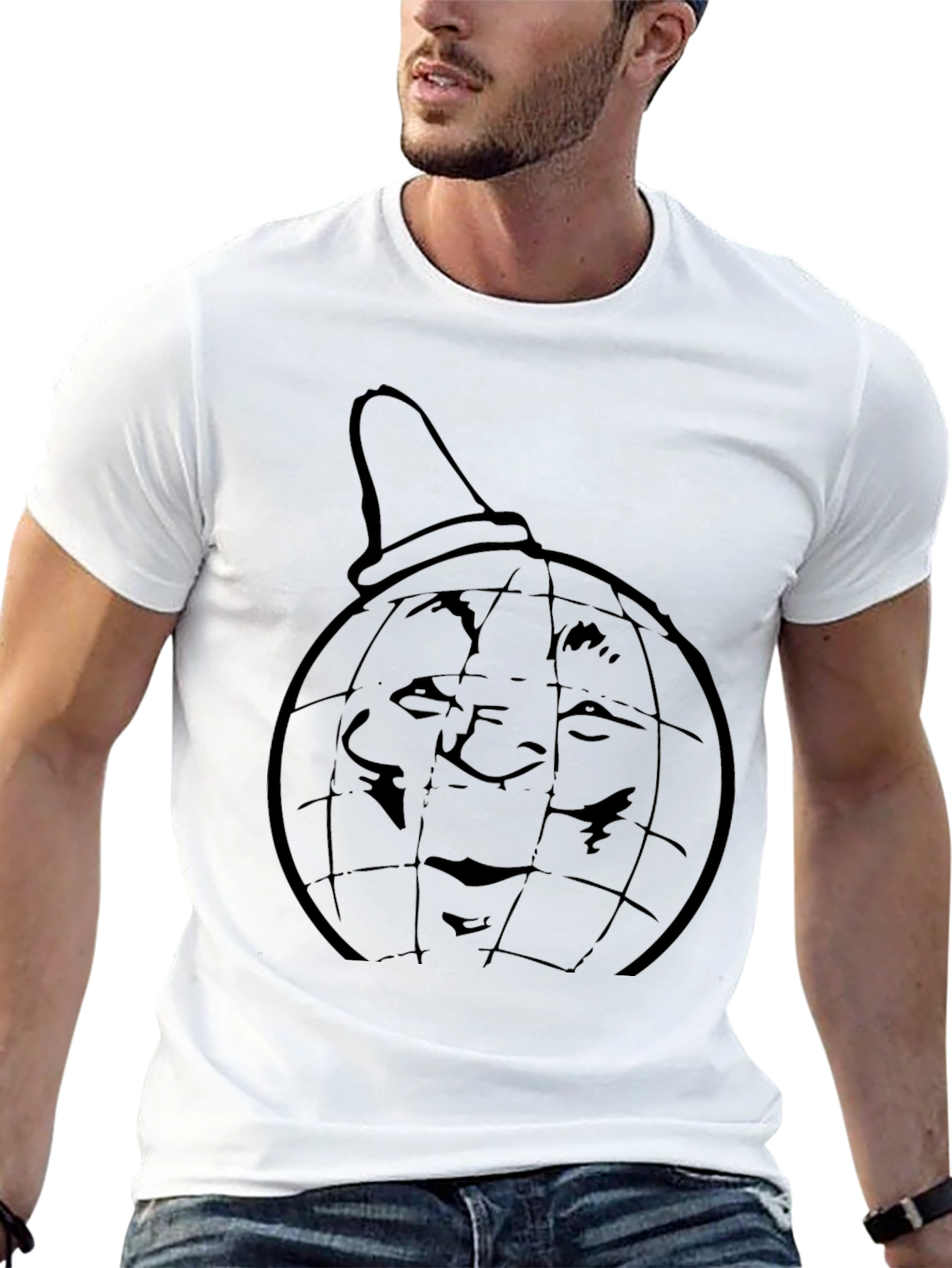 Black Tee with Globe Head Design