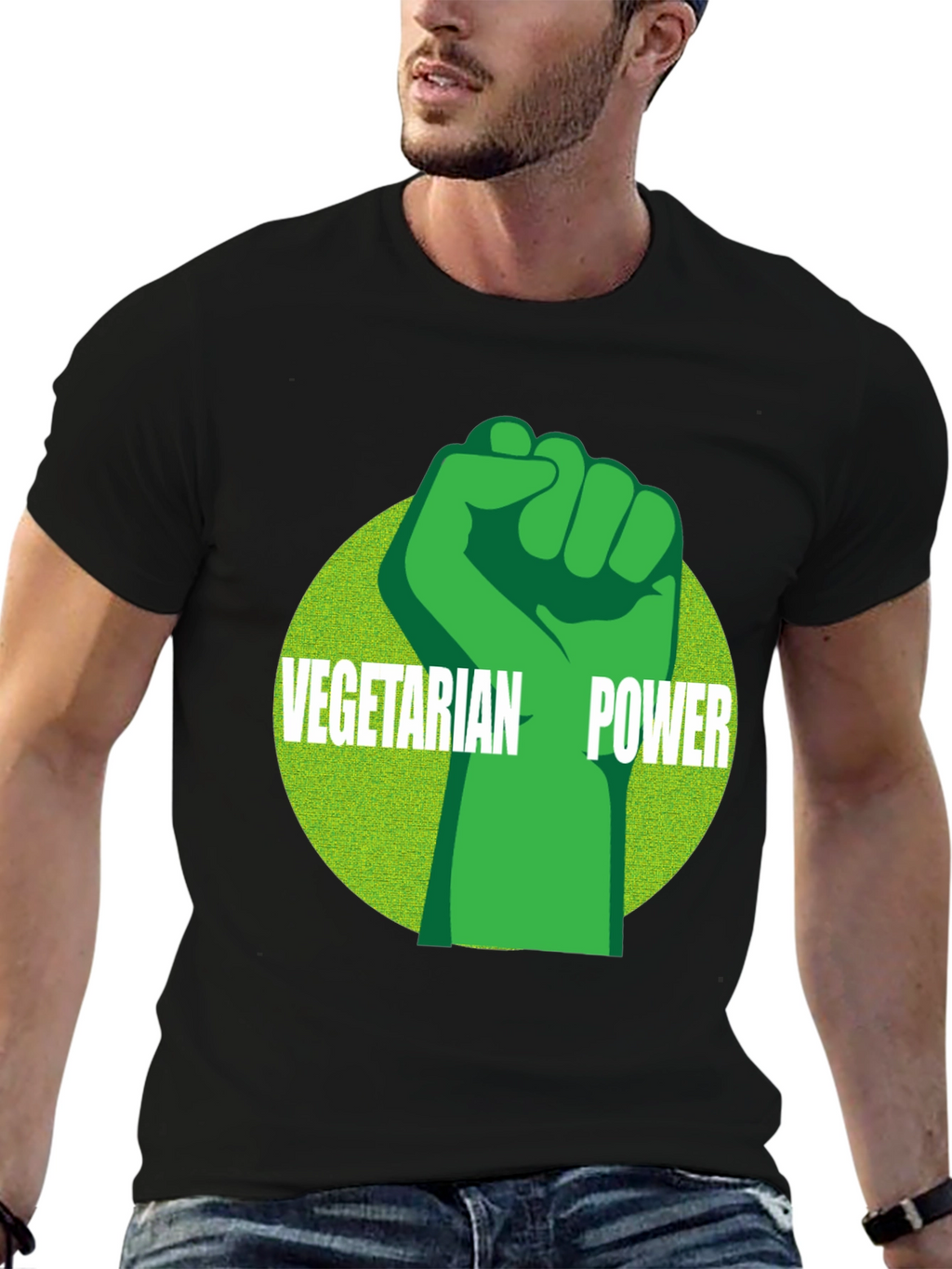 Vegetarian Power Graphic Tee - Black