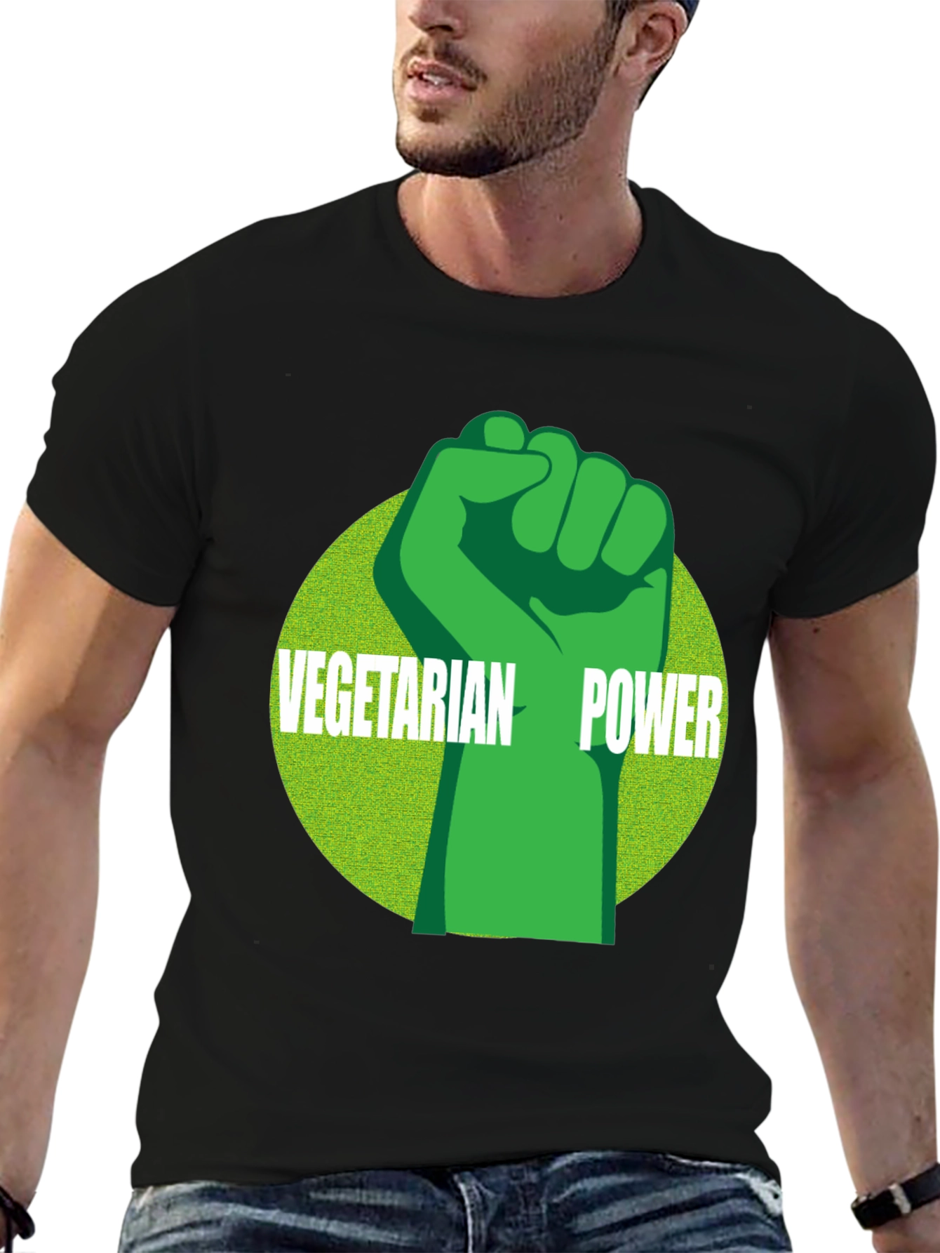 Vegetarian Power Graphic Tee - Black