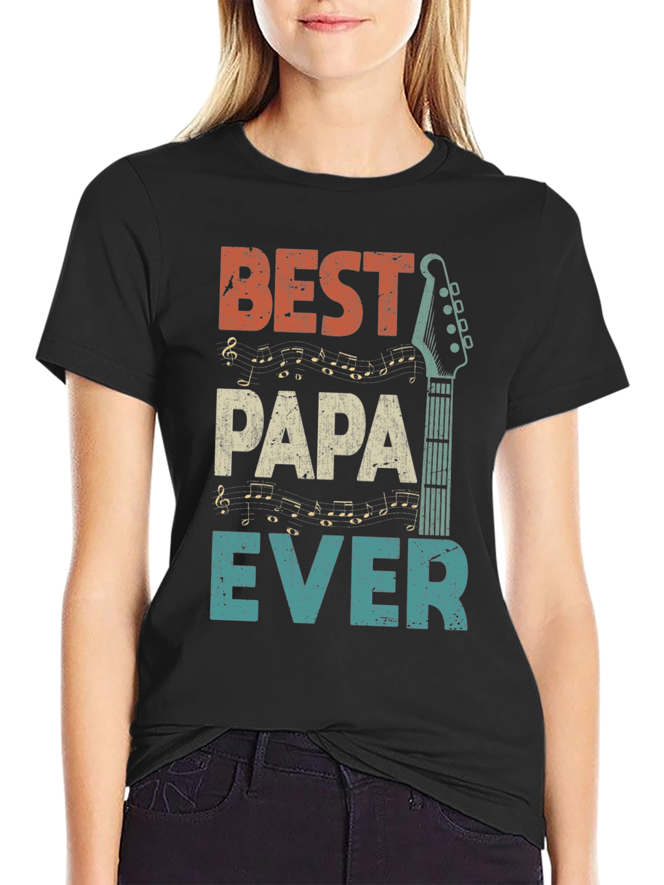 Best Papa Ever Guitar Graphic Tee - Fathers Day Gift