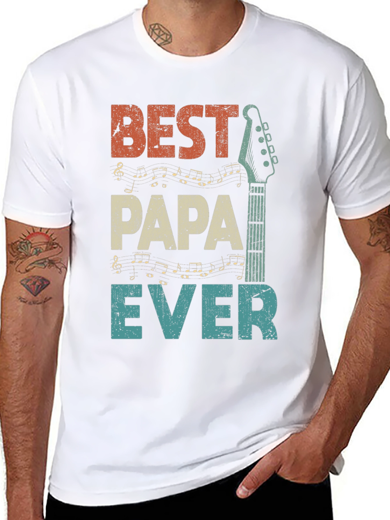 Best Papa Ever Guitar Graphic Tee - Fathers Day Gift