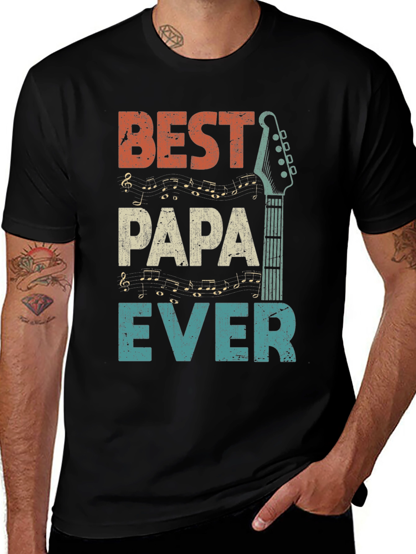 Best Papa Ever Guitar Graphic Tee - Fathers Day Gift