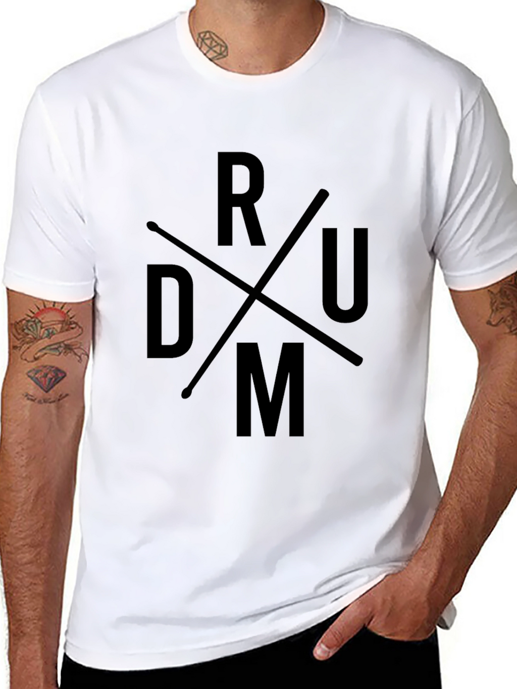 Drum Design Black T-Shirt