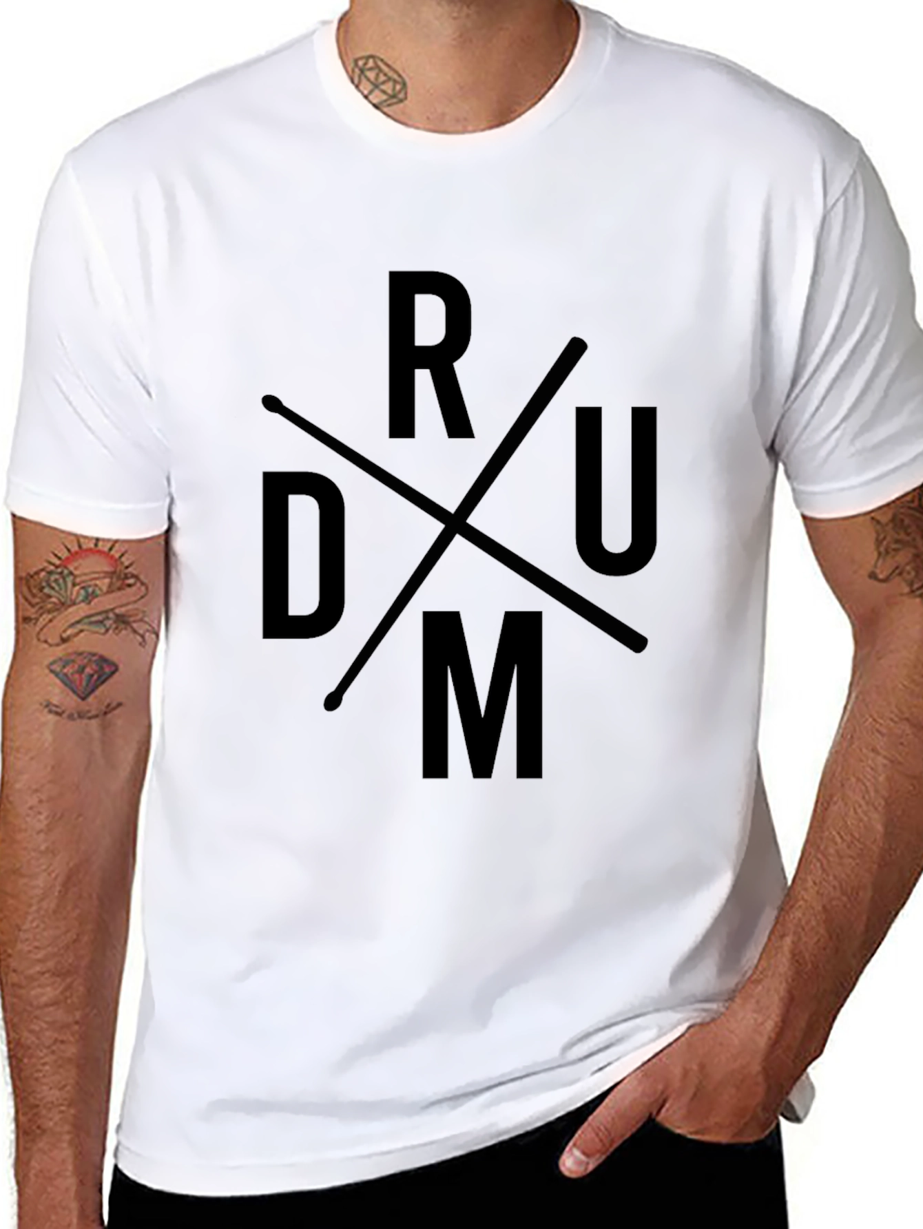 Drum Design Black T-Shirt