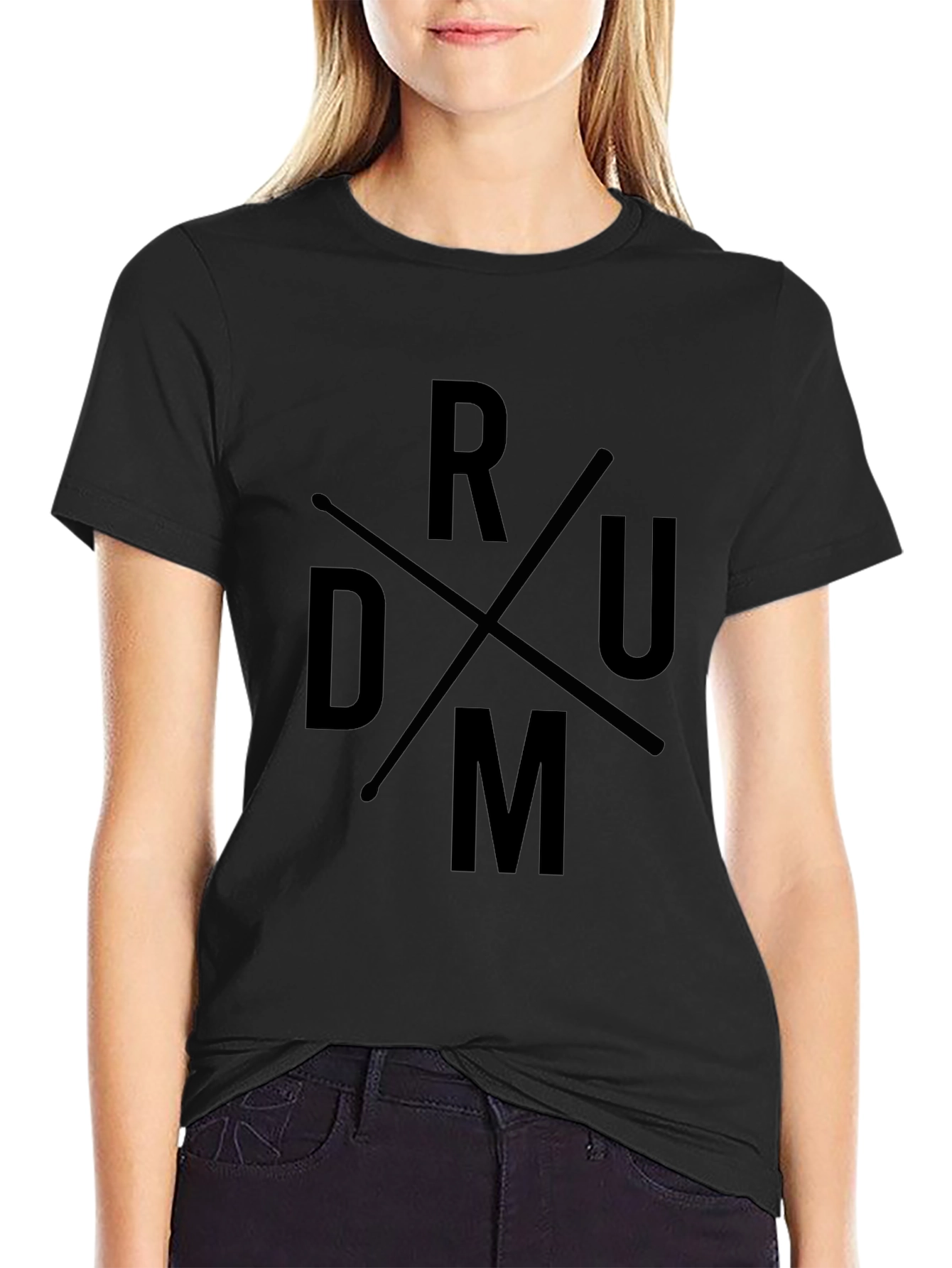 Drum Design Black T-Shirt
