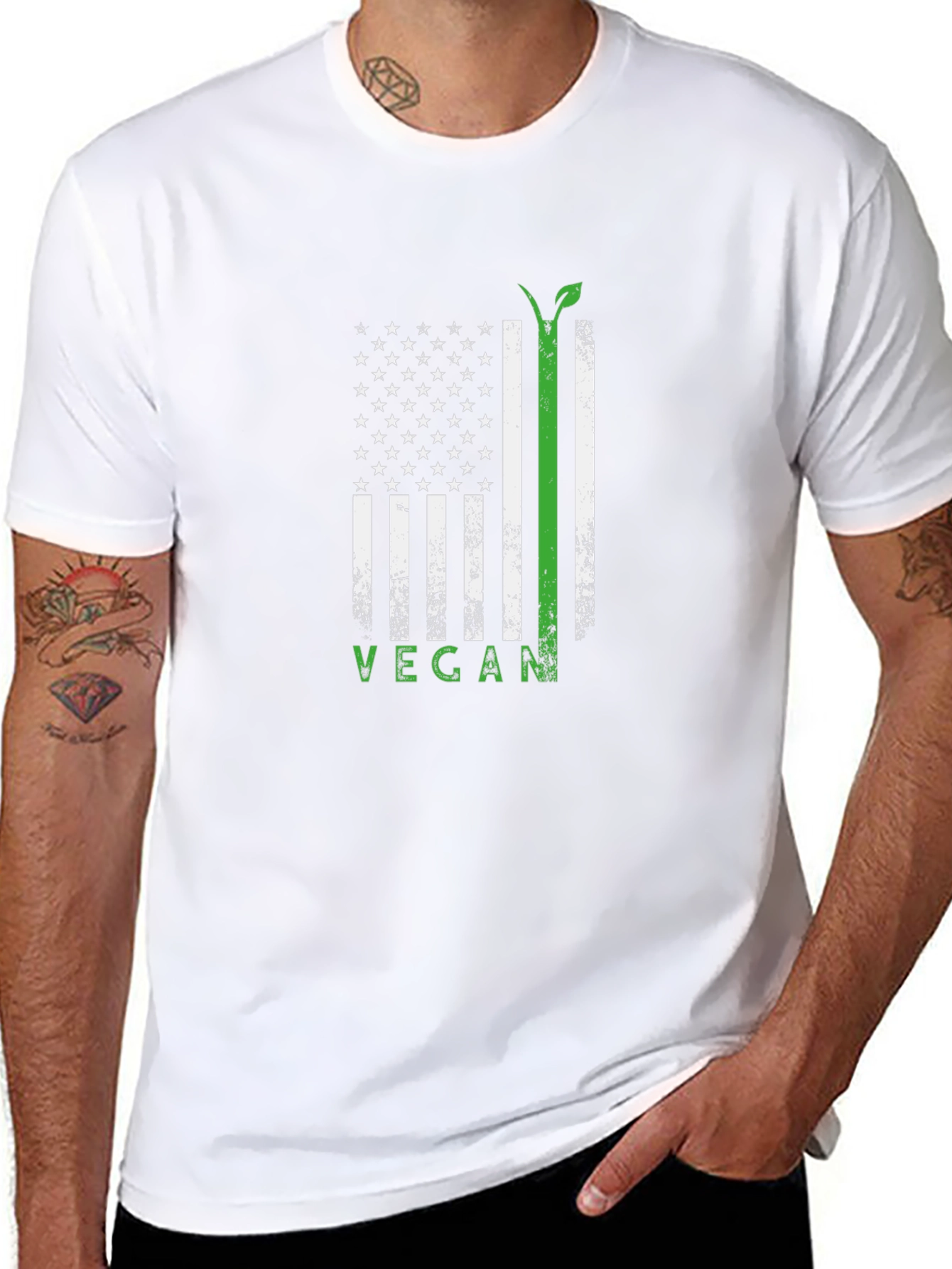 Vegan USA Flag T-Shirt - Black