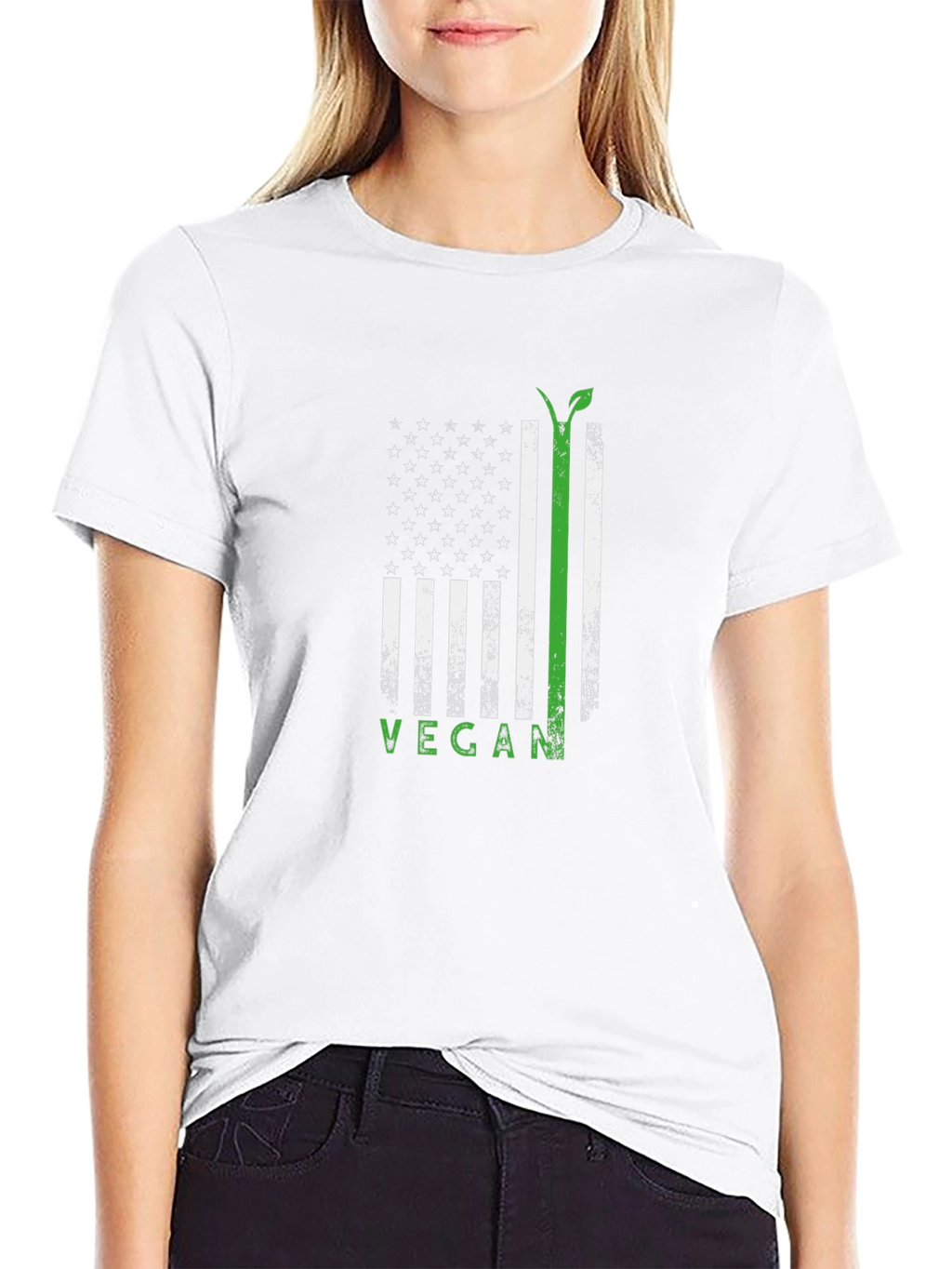 Vegan USA Flag T-Shirt - Black
