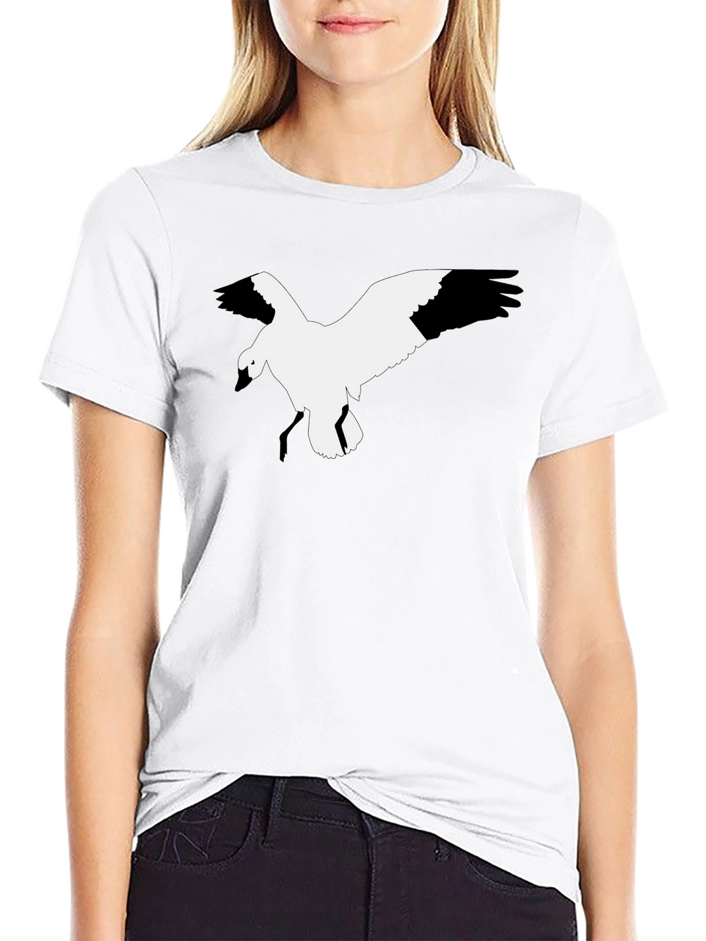 Black T-Shirt with Bird Graphic