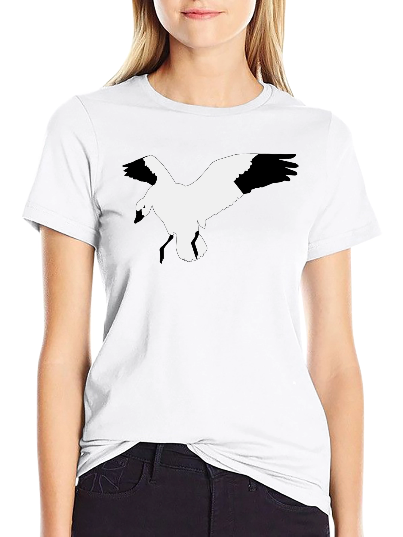 Black T-Shirt with Bird Graphic