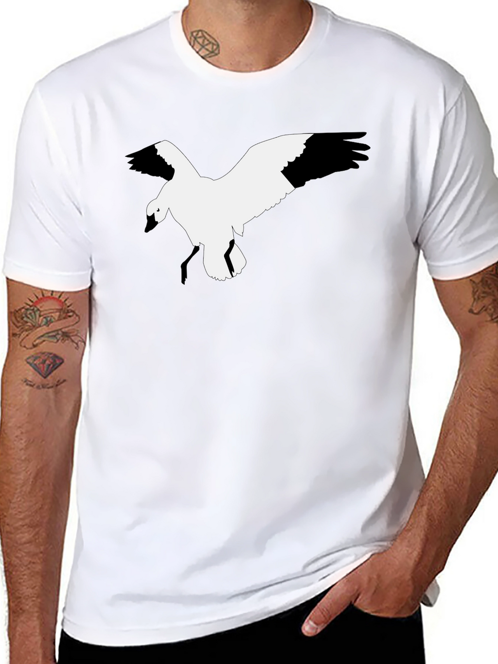Black T-Shirt with Bird Graphic