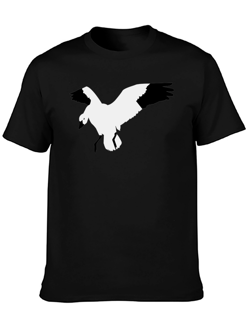 Black T-Shirt with Bird Graphic