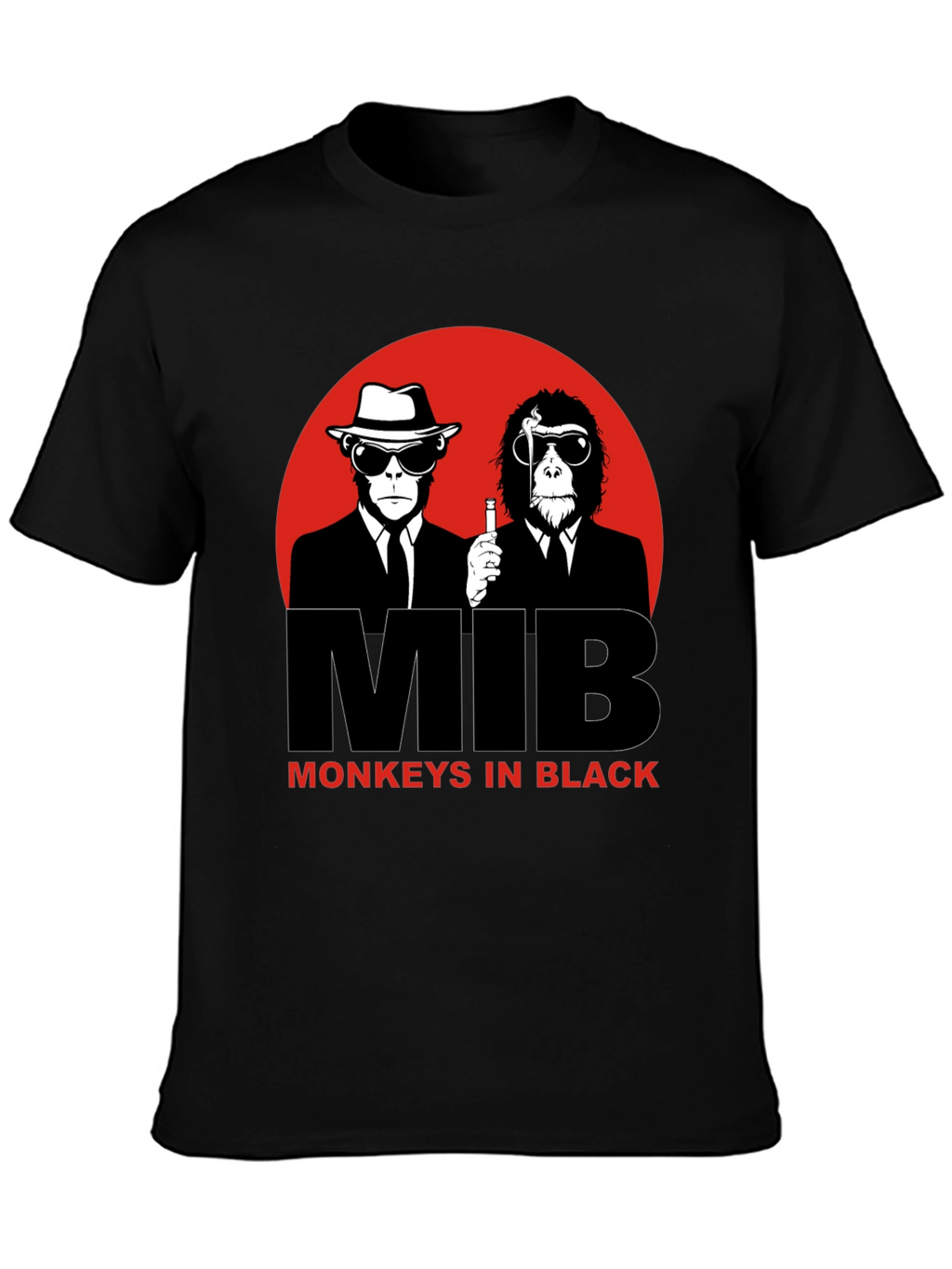 MIB Monkeys in Black Graphic T-Shirt
