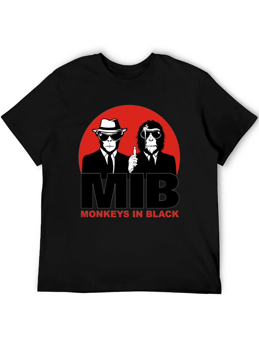 MIB Monkeys in Black Graphic T-Shirt