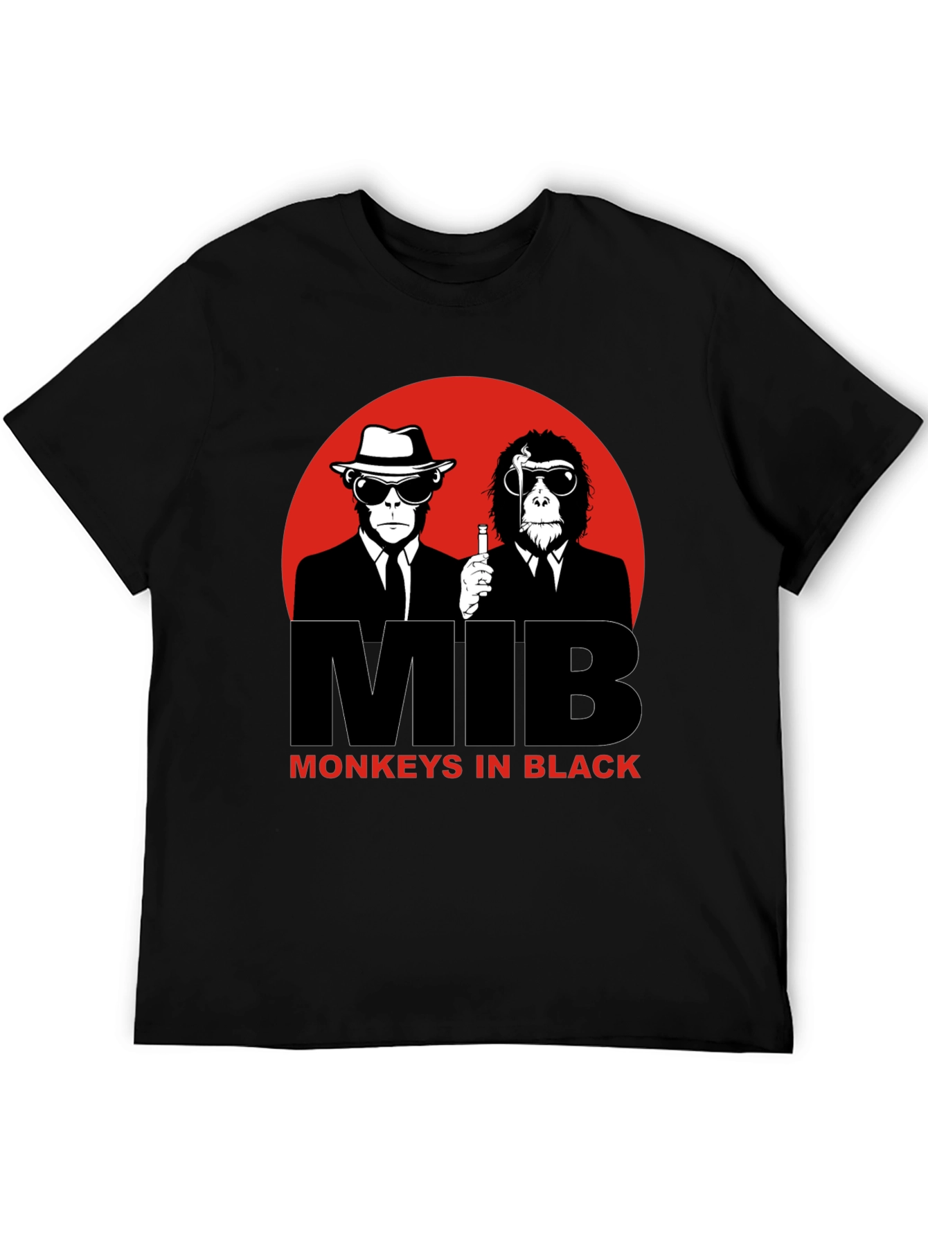 MIB Monkeys in Black Graphic T-Shirt