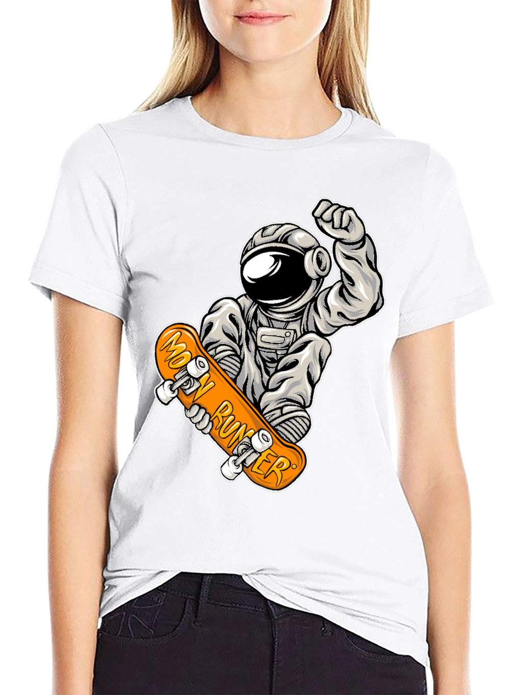 Moon Runner Astronaut Skateboard Graphic Tee