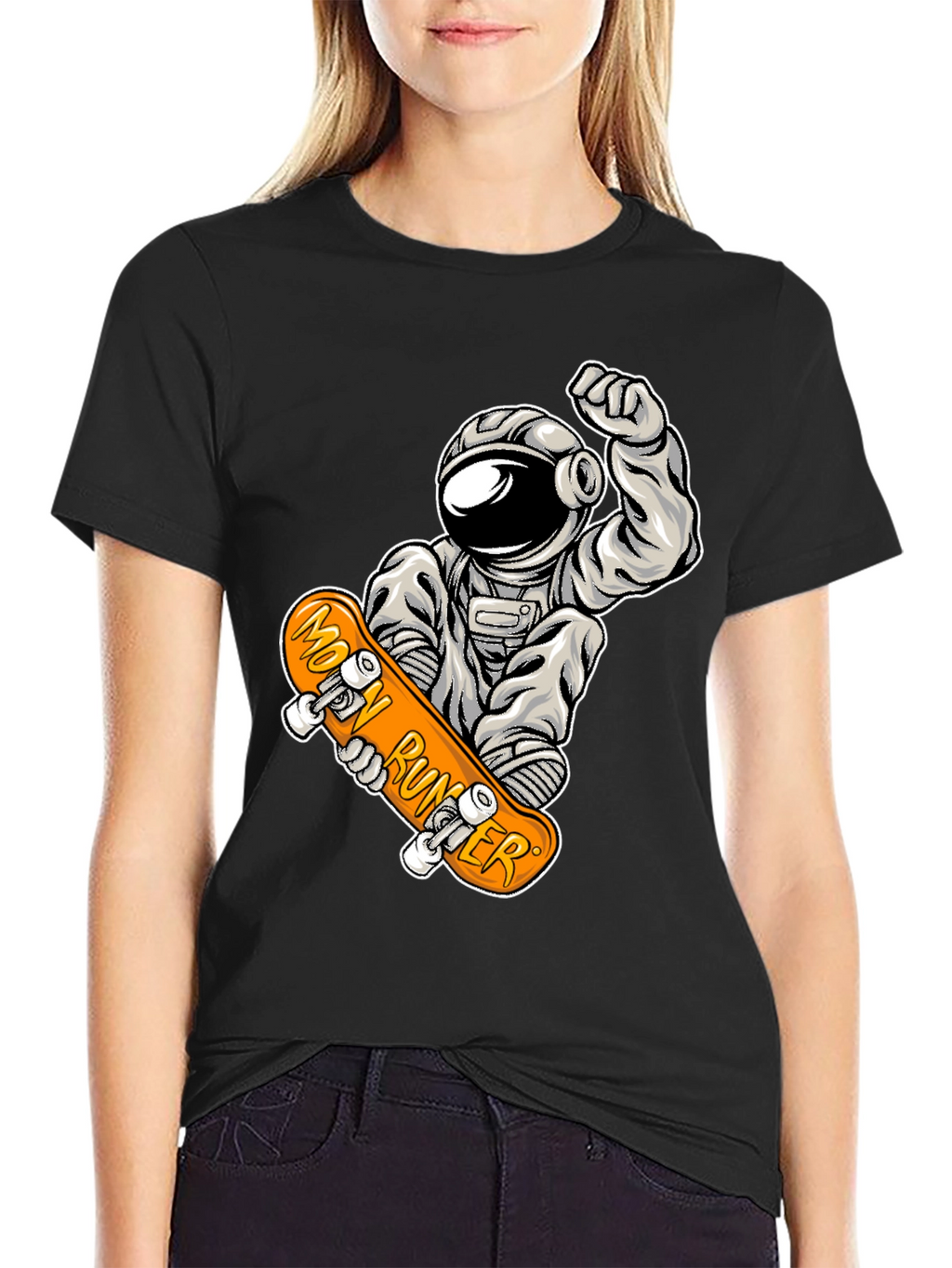 Moon Runner Astronaut Skateboard Graphic Tee