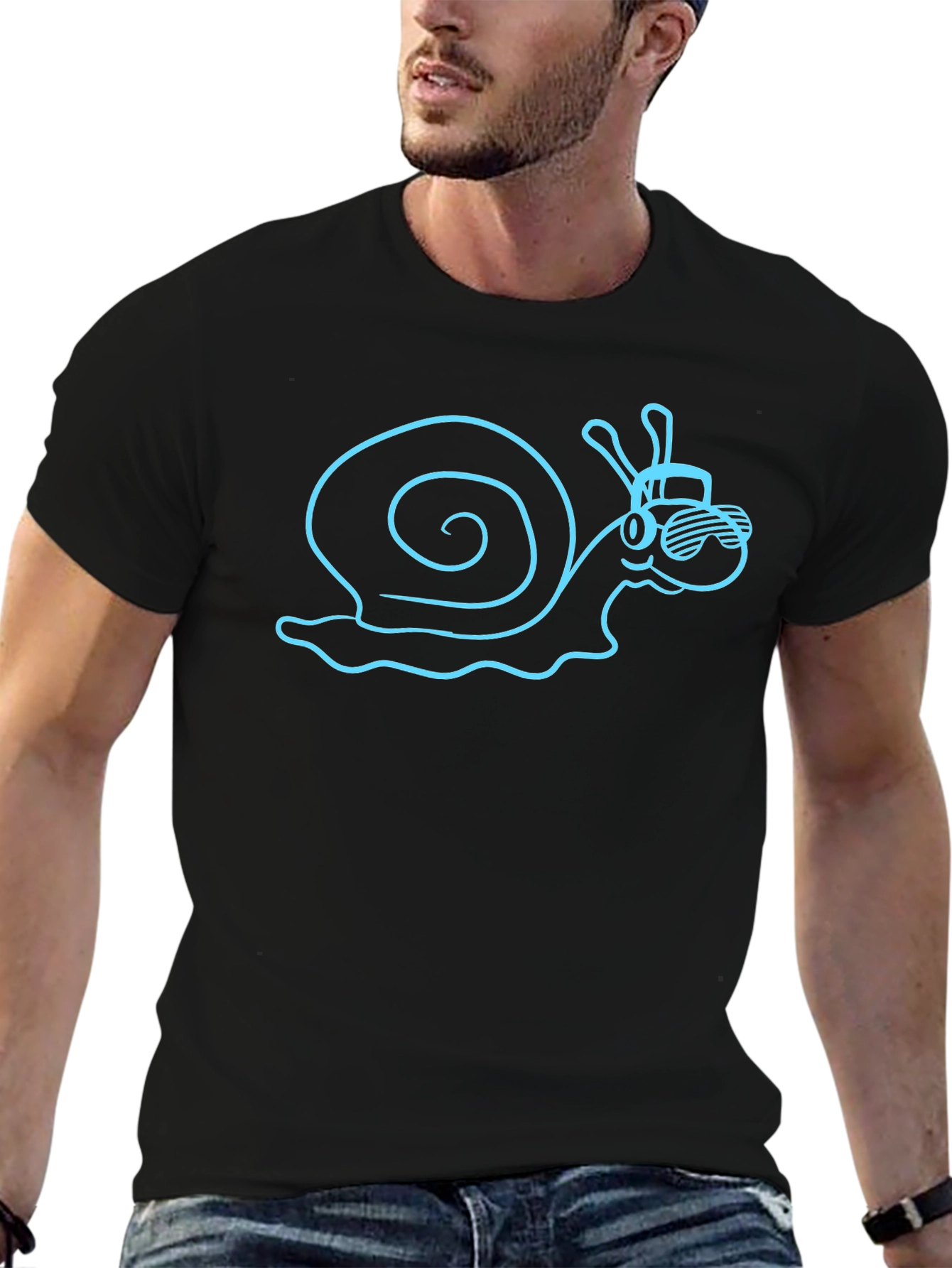 Cool Snail Graphic Tee - Black Cotton Blend