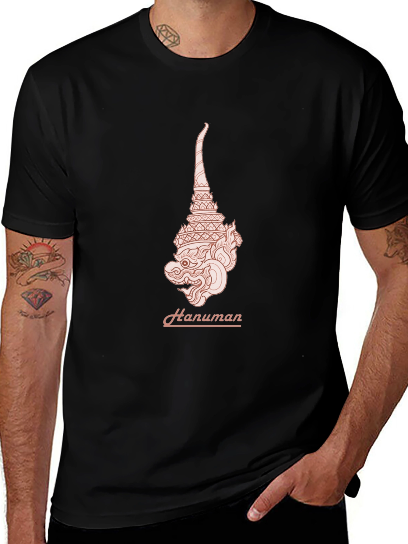 Hanuman Graphic Tee - Stylish Black T-Shirt