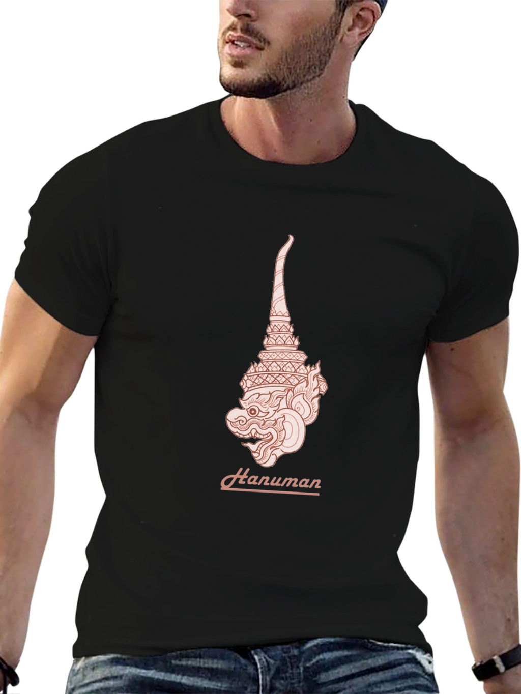 Hanuman Graphic Tee - Stylish Black T-Shirt