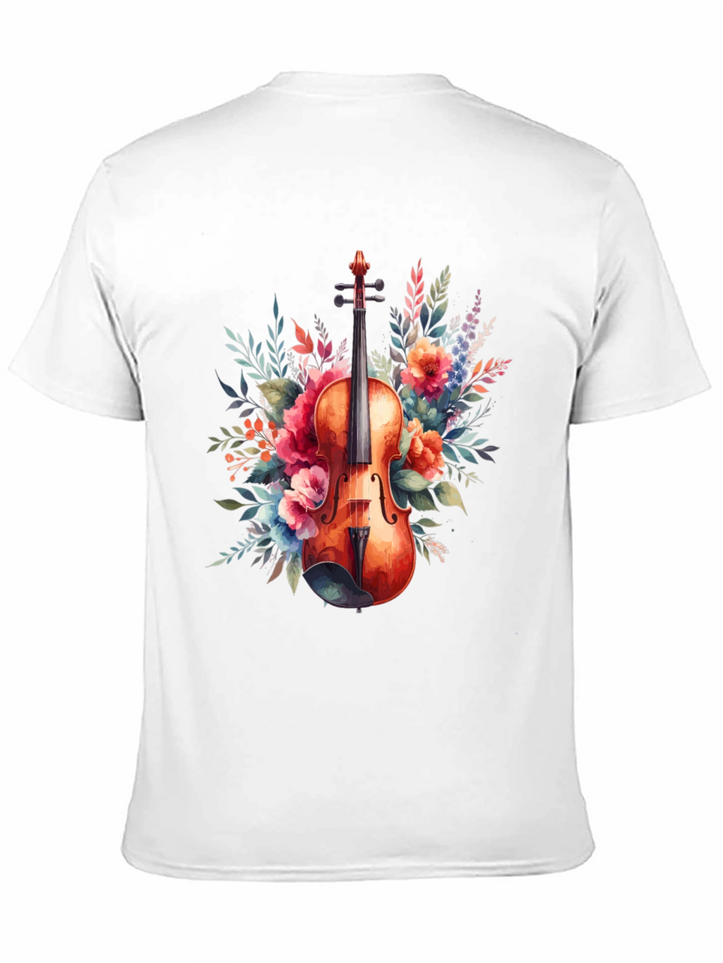 Floral Violin Graphic Tee - Music Lovers T-Shirt